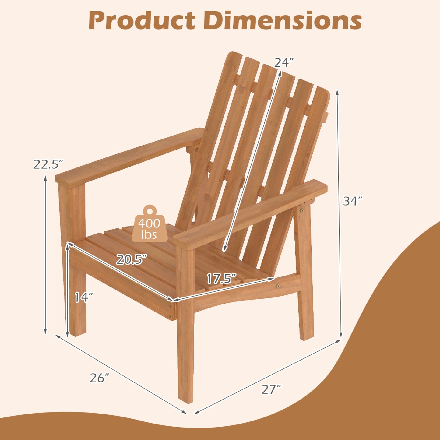 Acacia Wood Patio Dining Chair with Curved Seat (2-Pack)