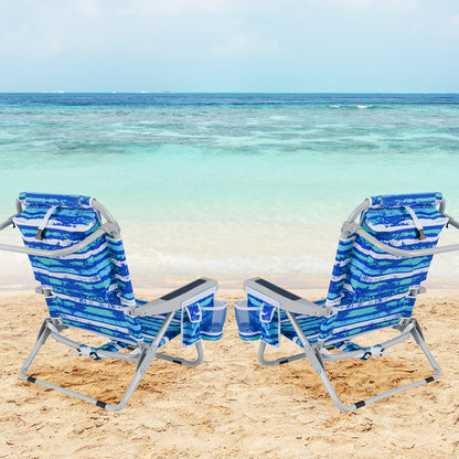 Foldable Beach Chair with 5-Position Backrest and Cup Holder