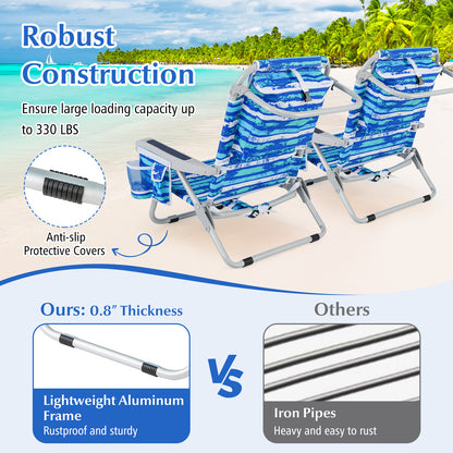 Foldable Beach Chair with 5-Position Backrest and Cup Holder