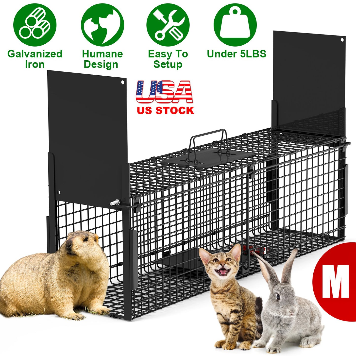 40in Humane Live Animal Trap Cage for Raccoons & Opossums