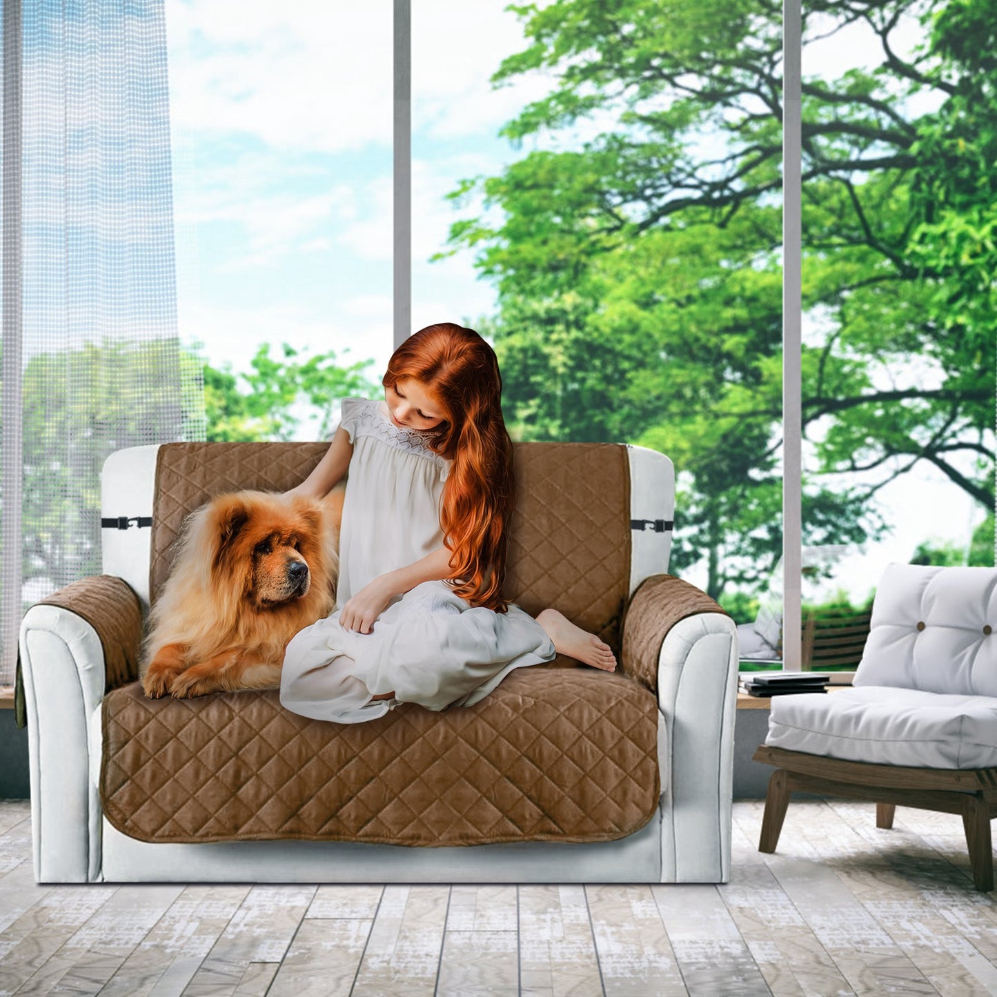 Reversible Sofa Cover with Elastic Straps - Water-Resistant
