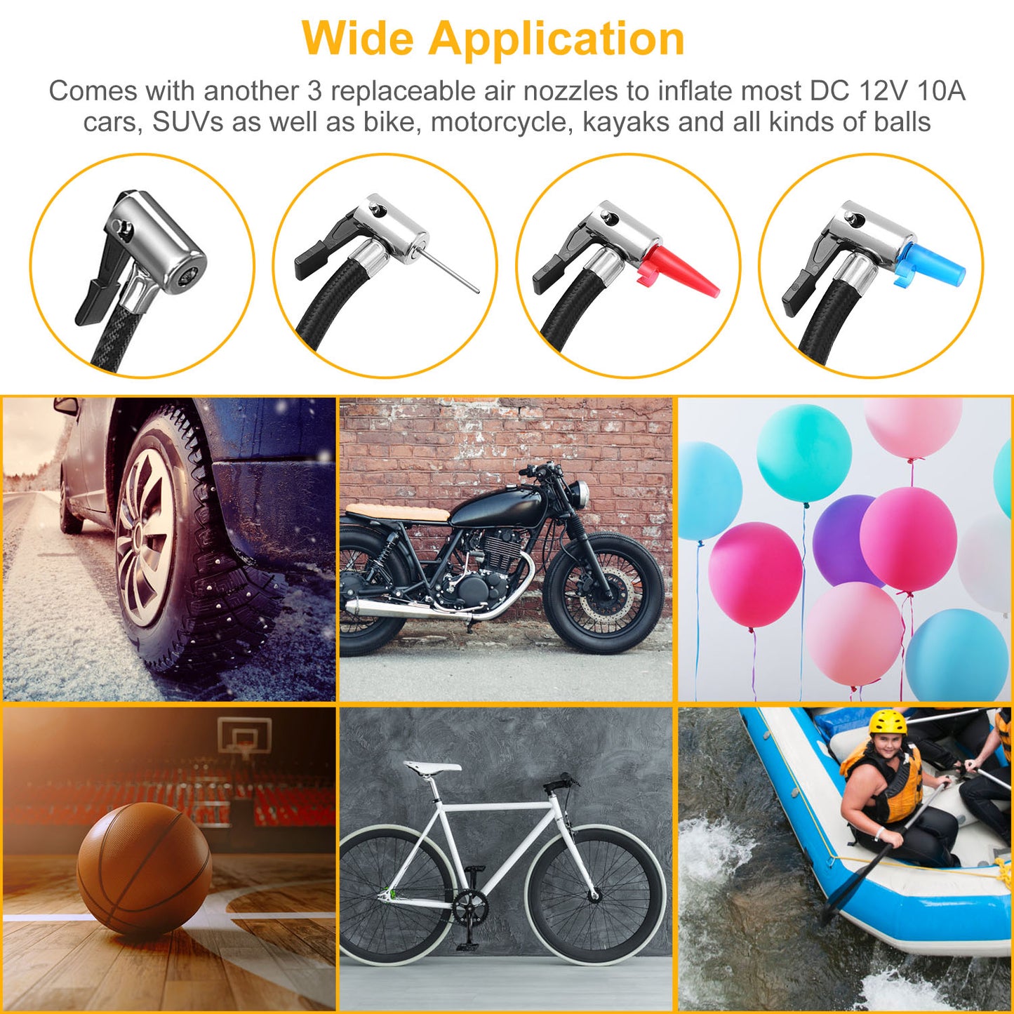 Portable Car Tire Air Compressor with Pointer Gauge 12V DC