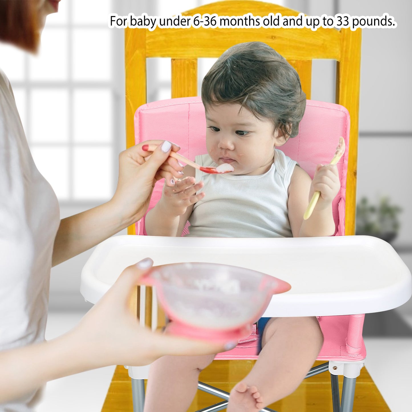 Portable Baby Booster Seat with Detachable Tray & Carry Bag