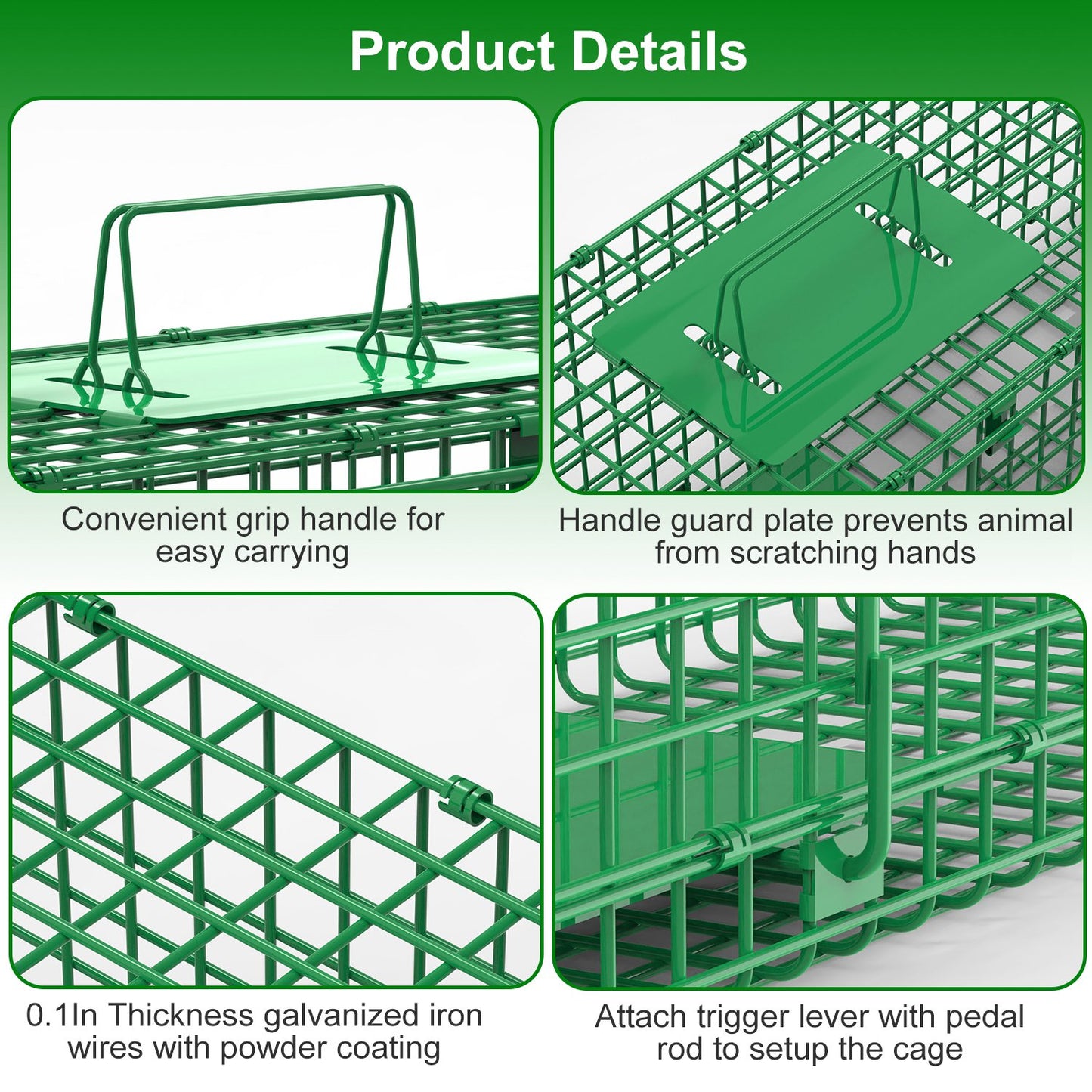 40in Humane Live Animal Trap Cage for Raccoons & Opossums