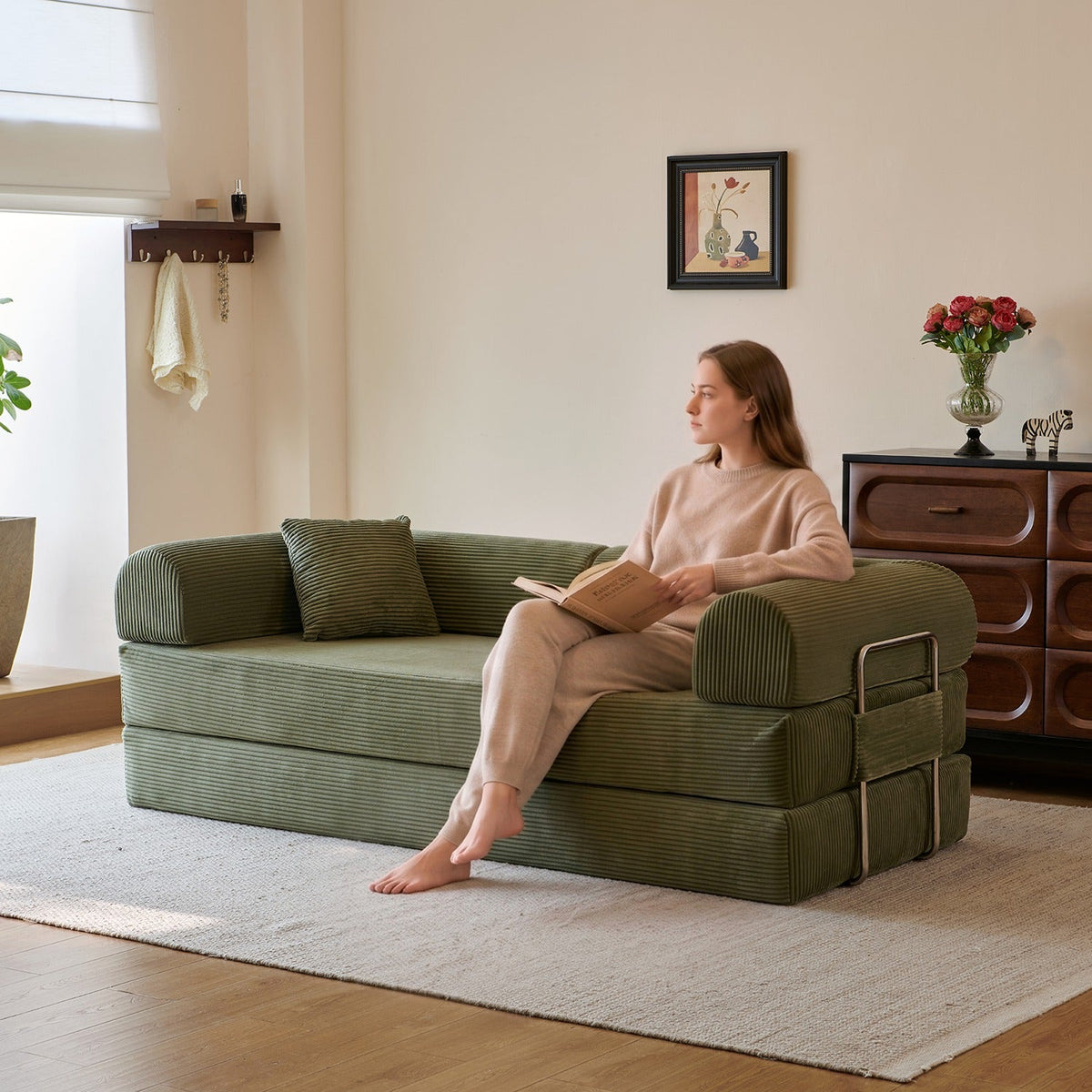 78.8" Convertible Floor Sofa Bed with High Density Foam