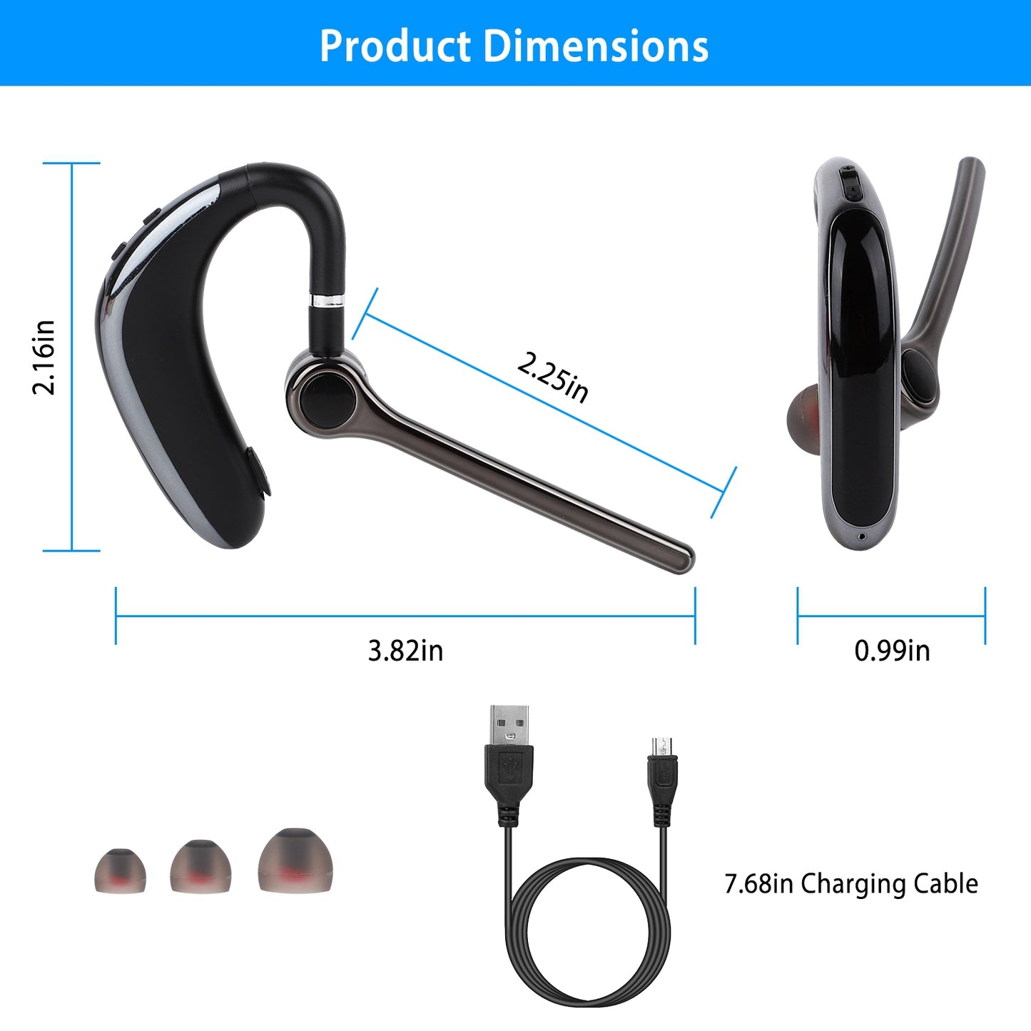 Wireless Earpiece V5.0 with ENC Noise Cancellation