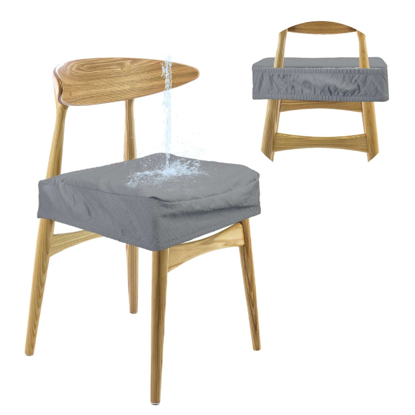 Waterproof Dining Chair Seat Covers - 4 Pack Stretch Slipcovers