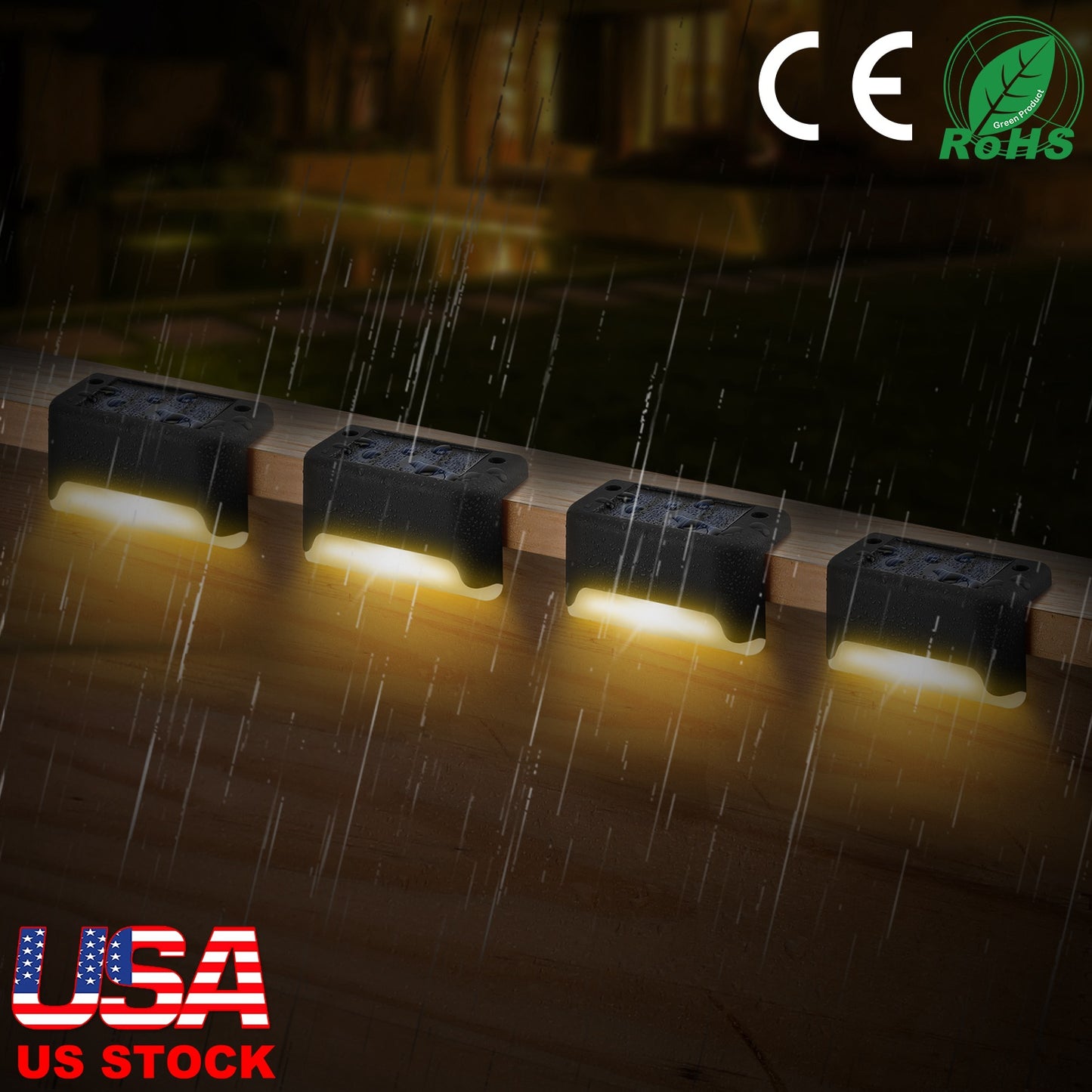 Solar Powered LED Step Lights 4-Pack with Dusk to Dawn Sensor