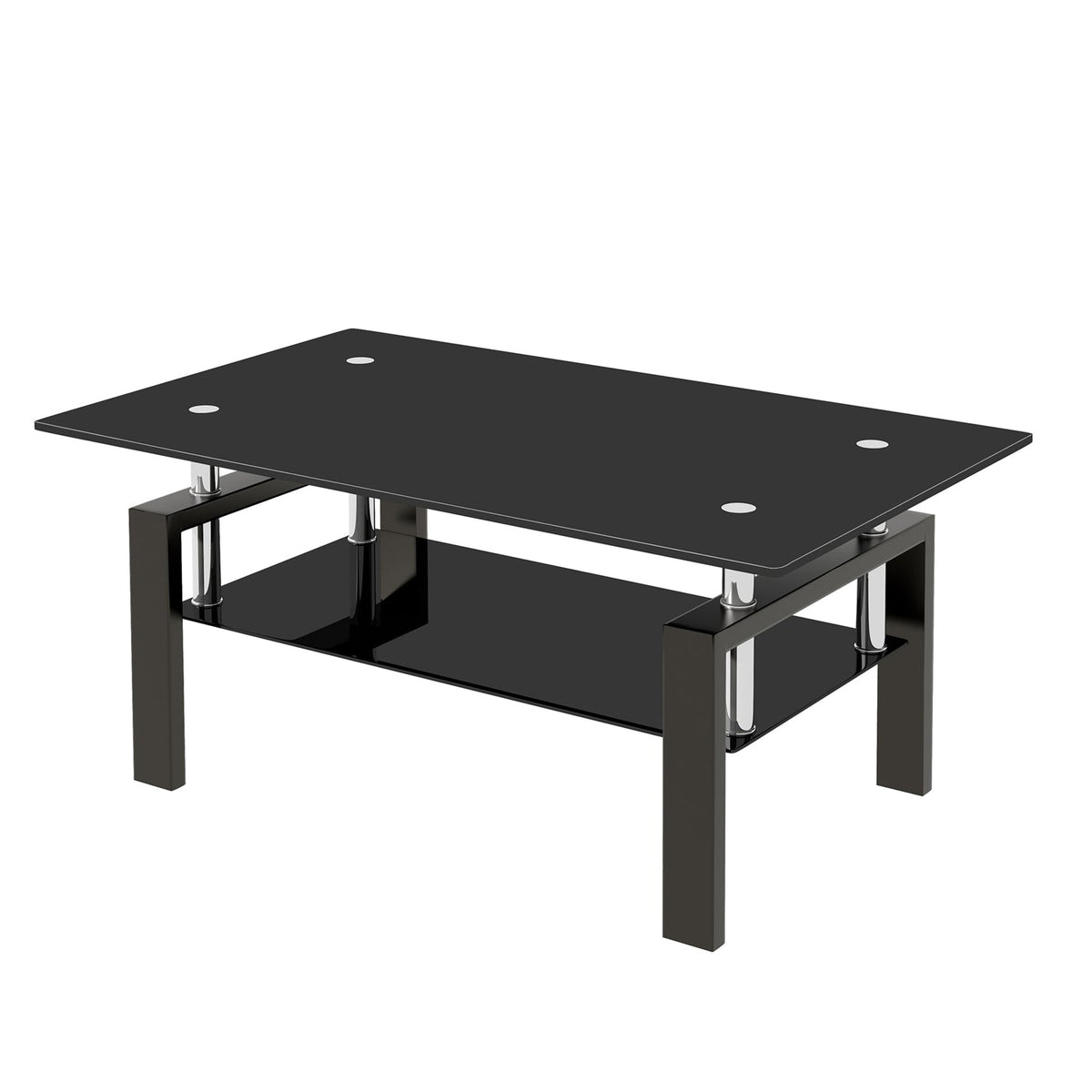 Tempered Glass Coffee Table with 2-Layer Design