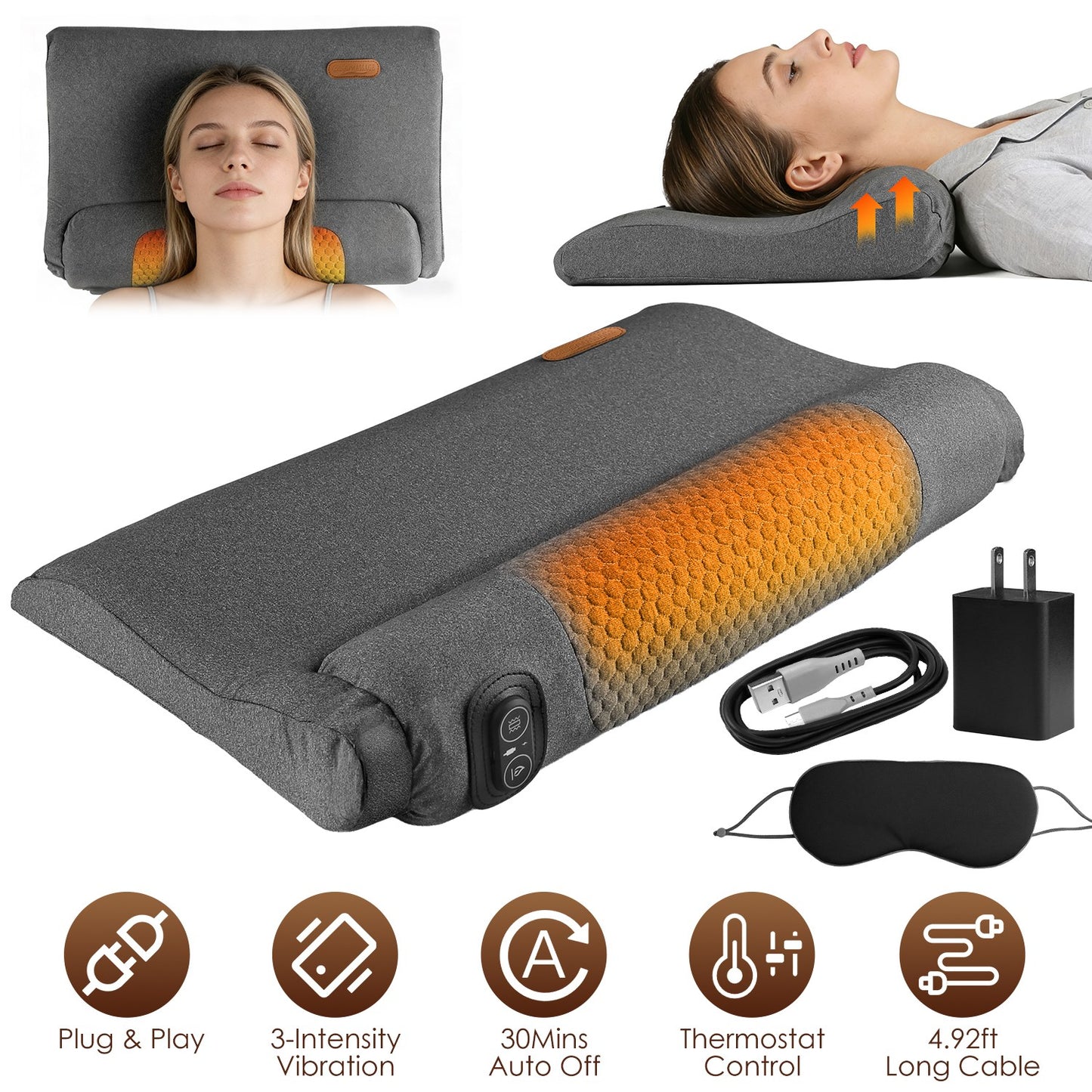 Neck Massager Pillow with Heat & Vibration Memory Foam