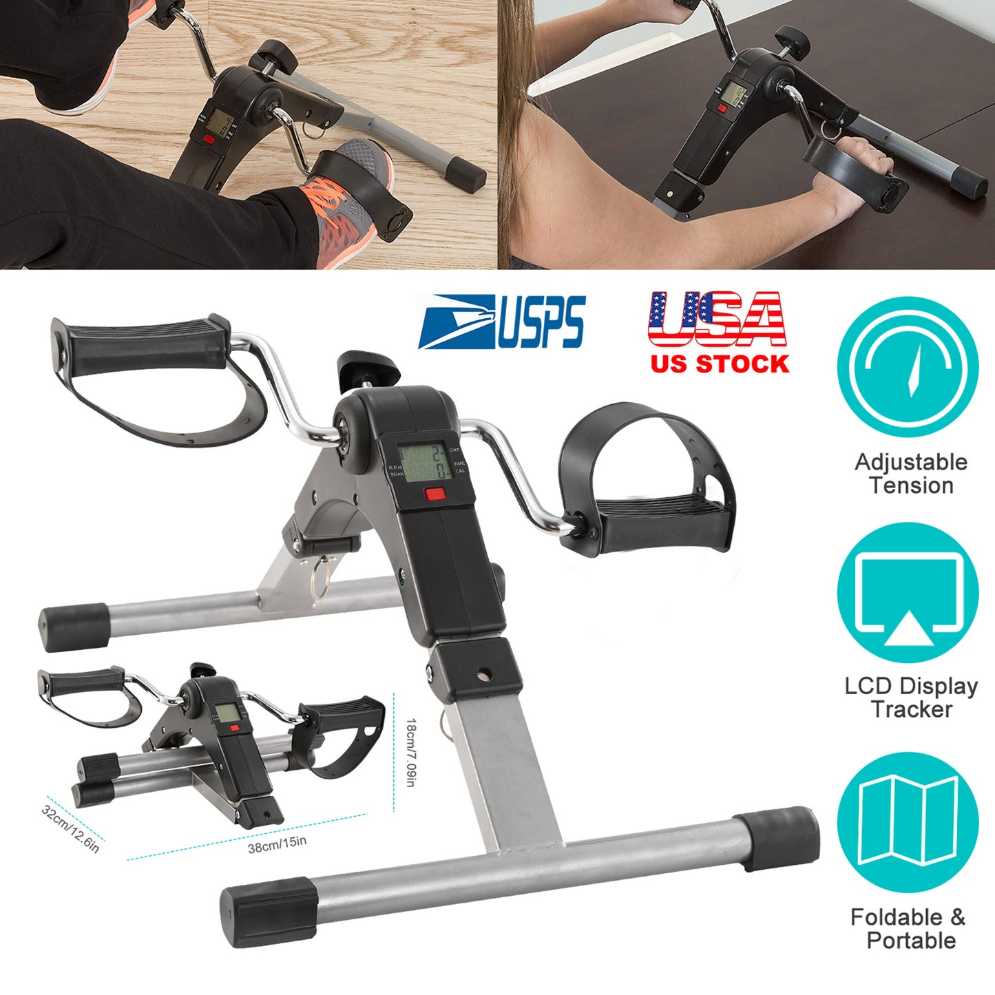 Mini Pedal Exerciser with LCD Display - Foldable