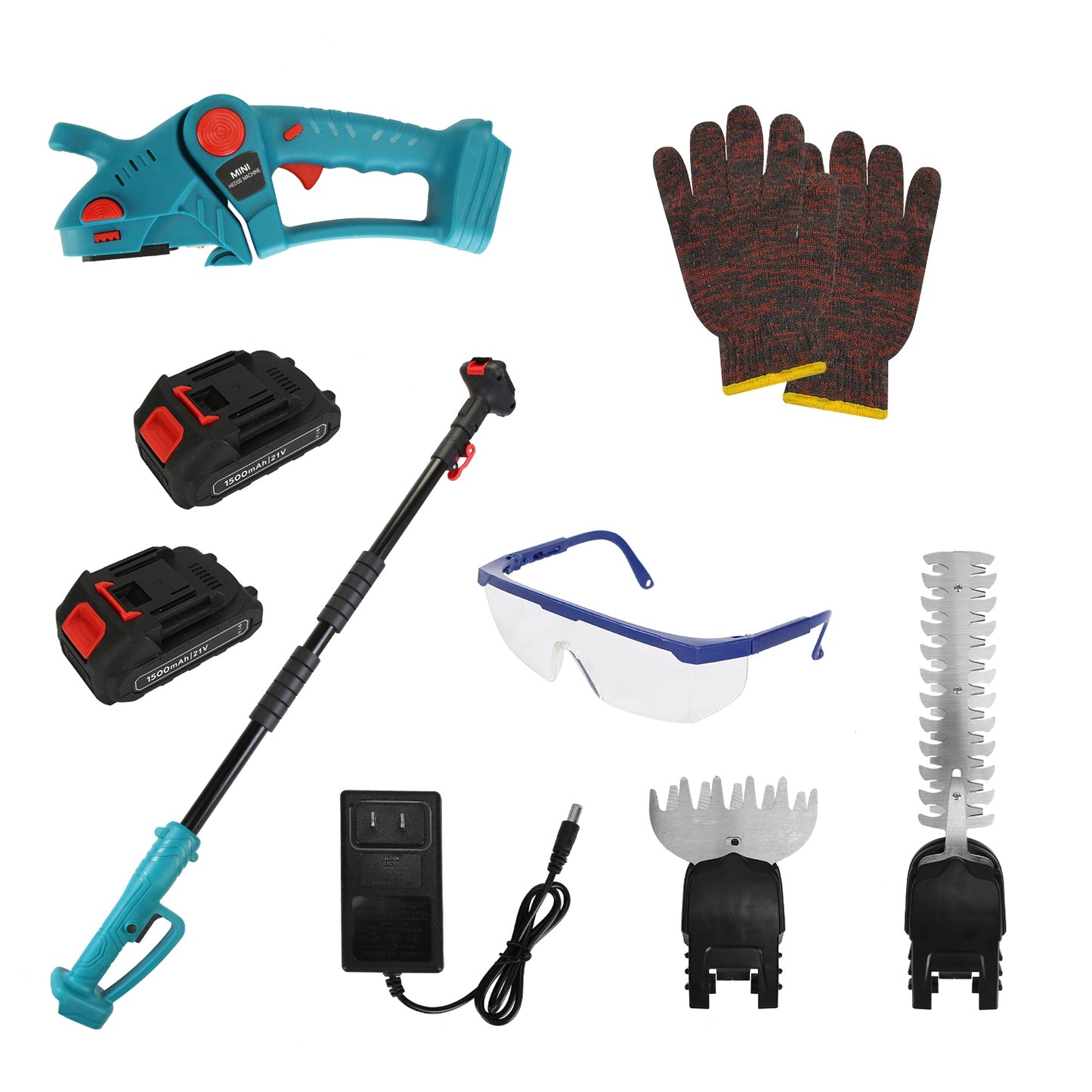 Cordless Hedge Trimmer with Telescopic Pole & Rotating Head