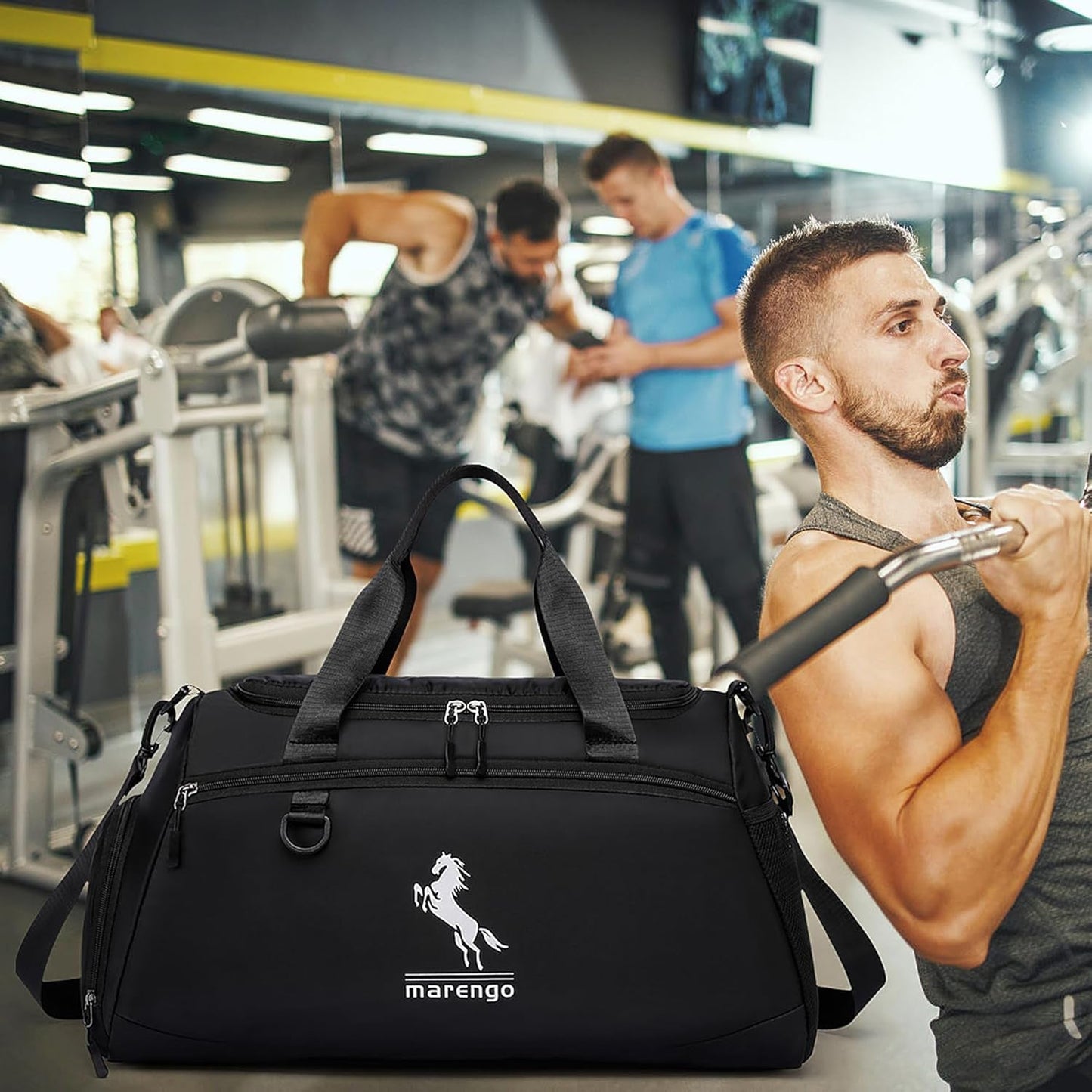 Gym Duffle Bag with Shoe Compartment & Wet Pocket 37L