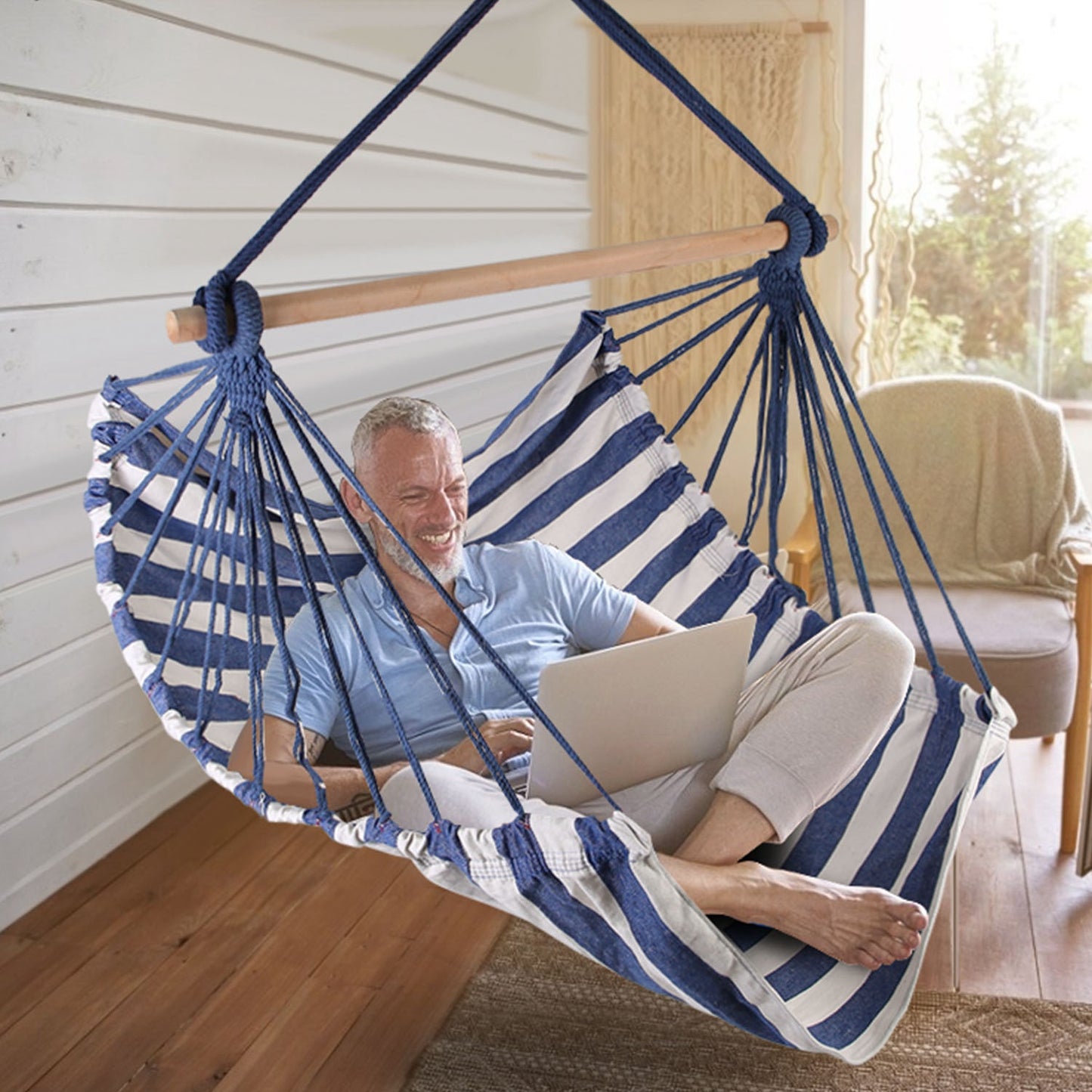 Hanging Hammock Chair with Pillows – 265 lbs Capacity
