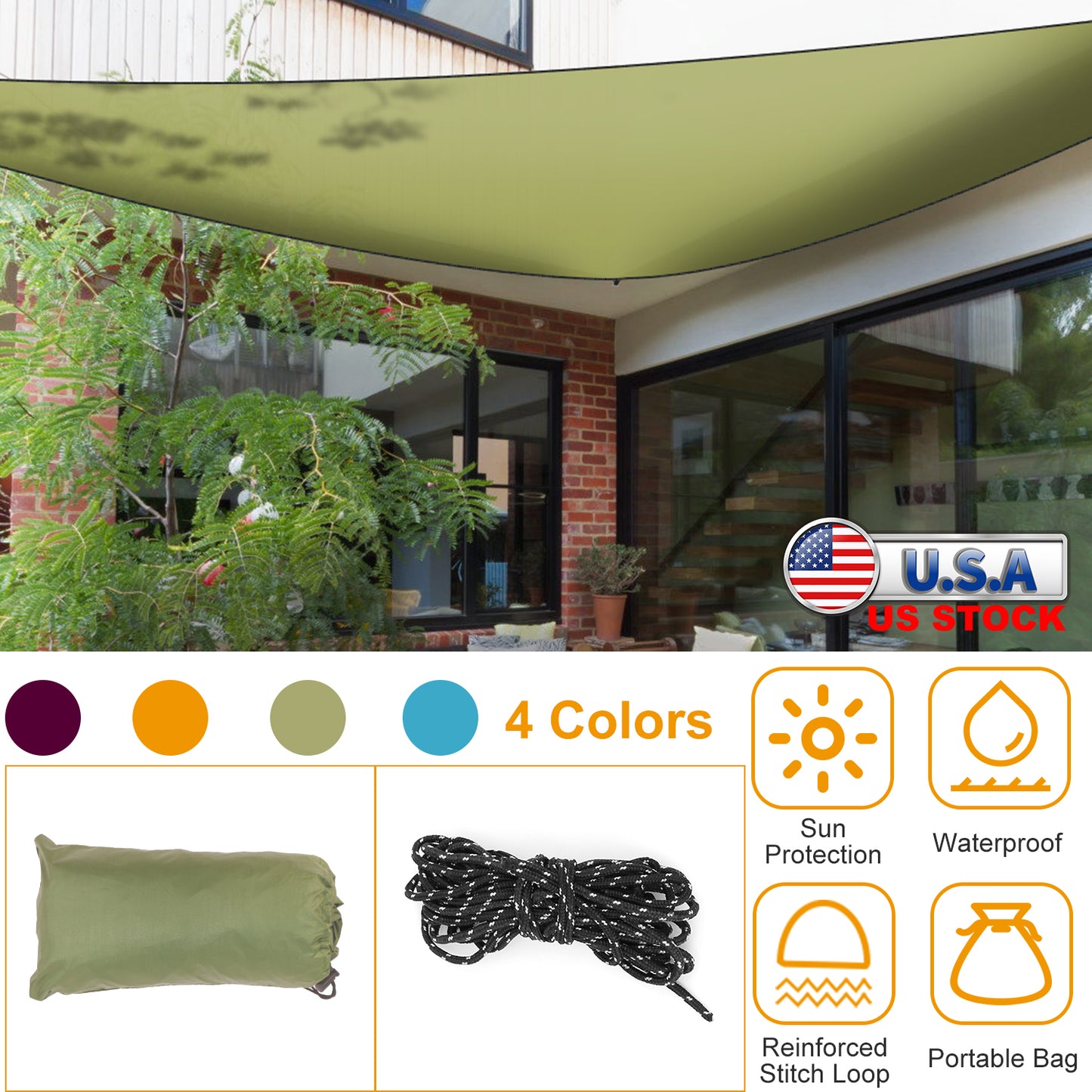 Triangle Shade Sail Canopy - Waterproof Outdoor Sun Shelter