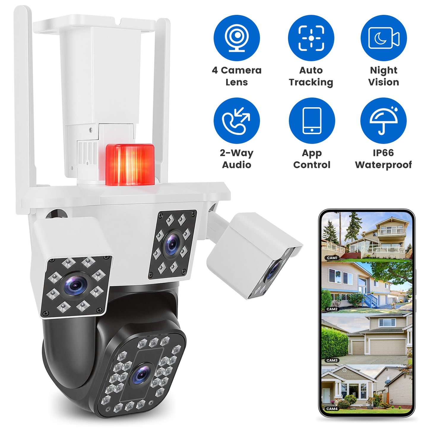 1080P 4-Lens Security Camera with 360° Pan & Tilt