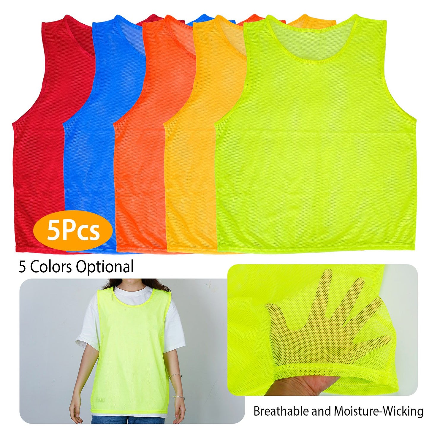 Mesh Scrimmage Vests 5-Pack for Team Sports Training