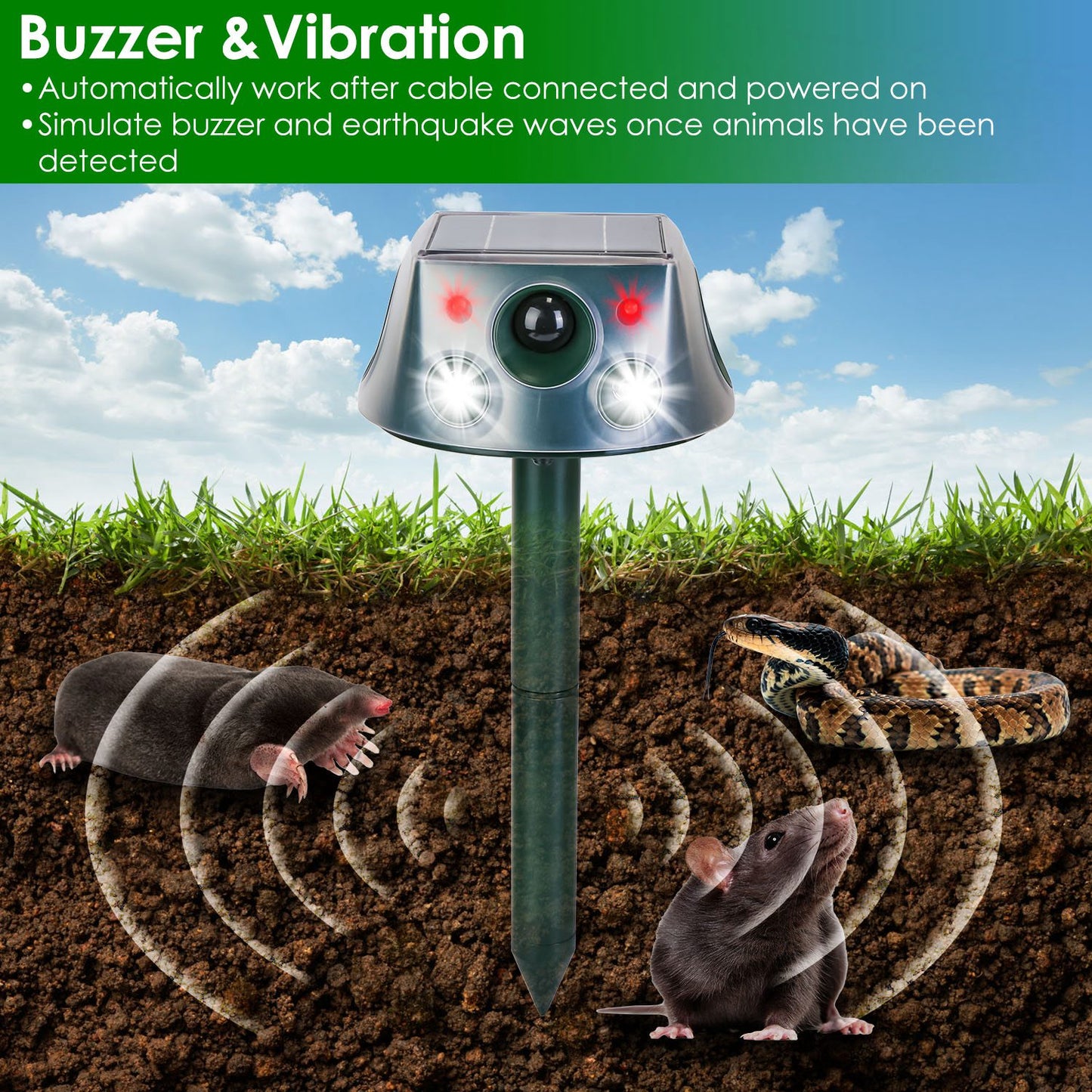 Solar Ultrasonic Animal Repeller with Motion Sensor
