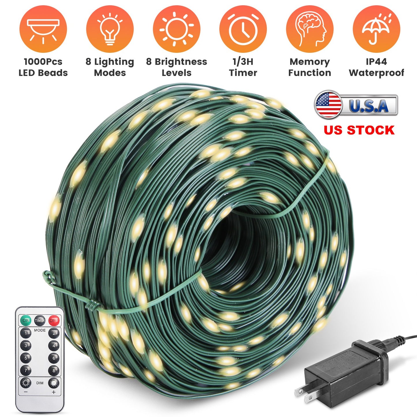 330FT 1000 LED String Lights with Remote & Timer