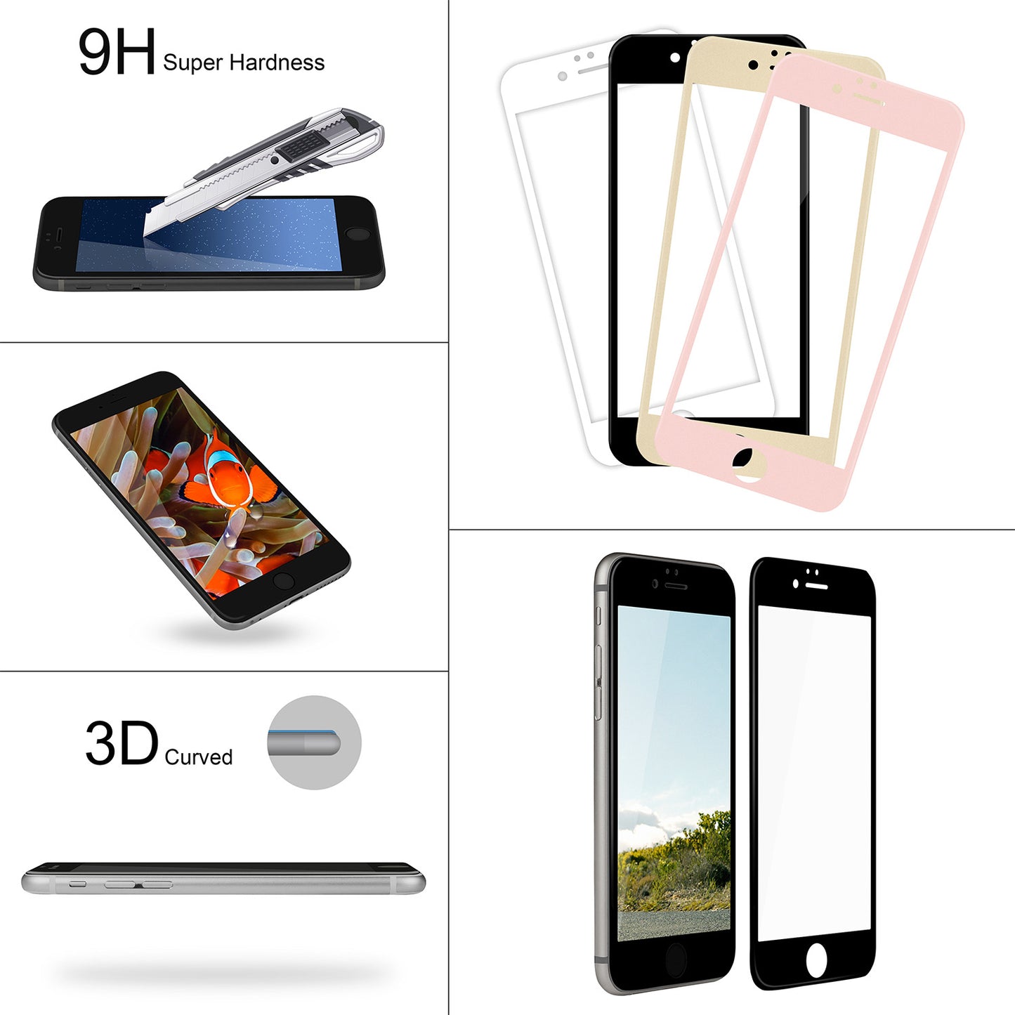Tempered Glass Screen Protector for iPhone 6s – 3D Curved
