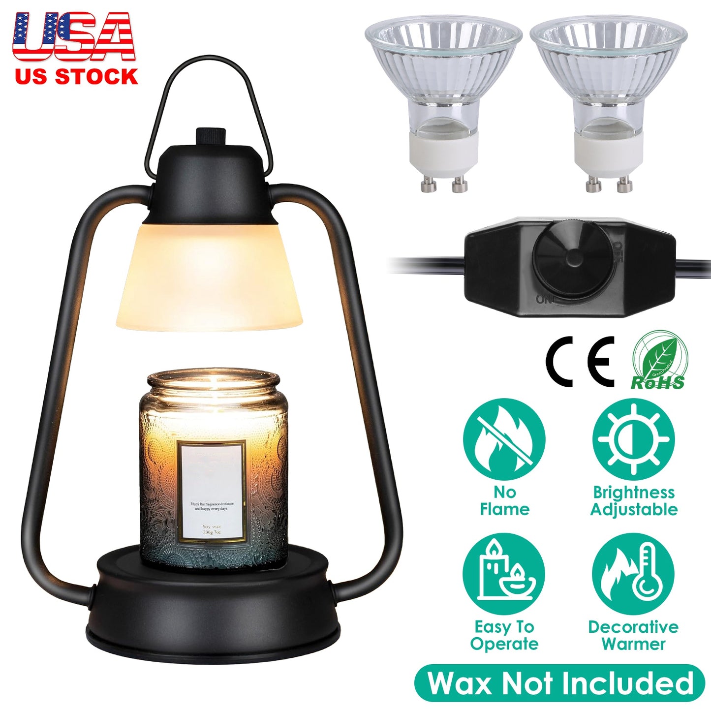 Electric Wax Melt Warmer Lamp with Dimmer & 2 Bulbs