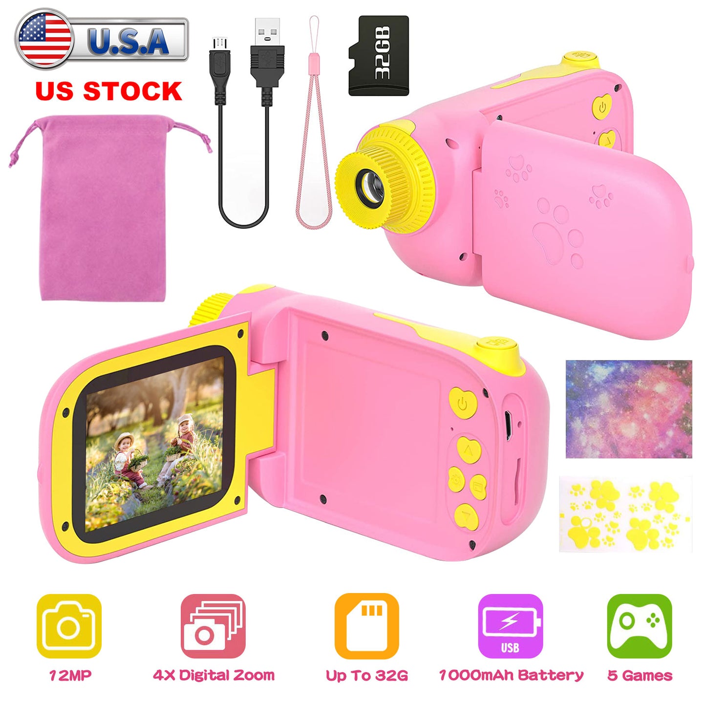 Kids Digital Camera with 2.4" Screen and 32GB Card
