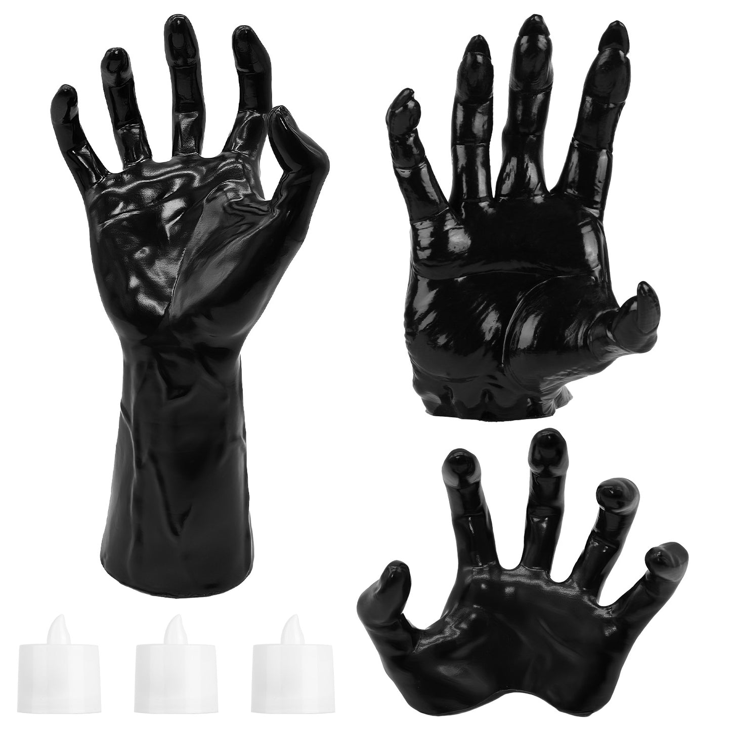 Creepy Reaching Hands Wall Decor with Lighted Candles 3-Piece