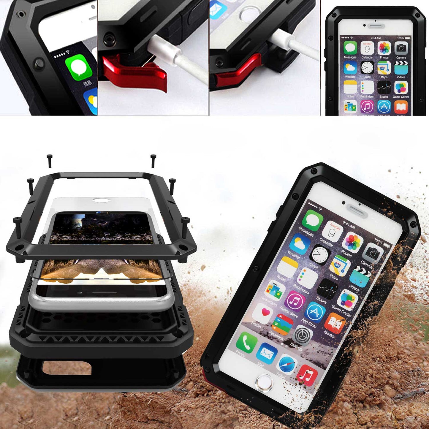 iPhone 6 Plus Rugged Full Cover Case with Screen Protector