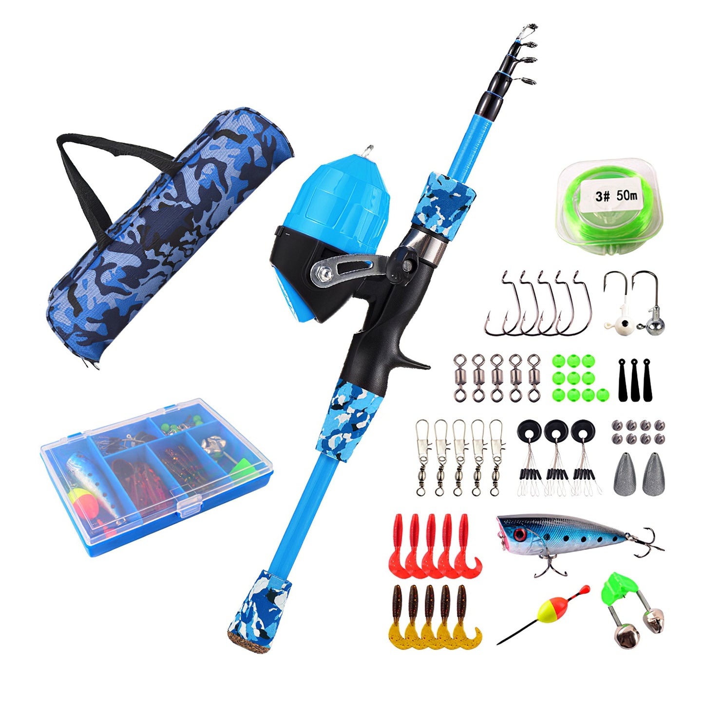 Kids Telescopic Fishing Rod and Reel Combo Starter Kit