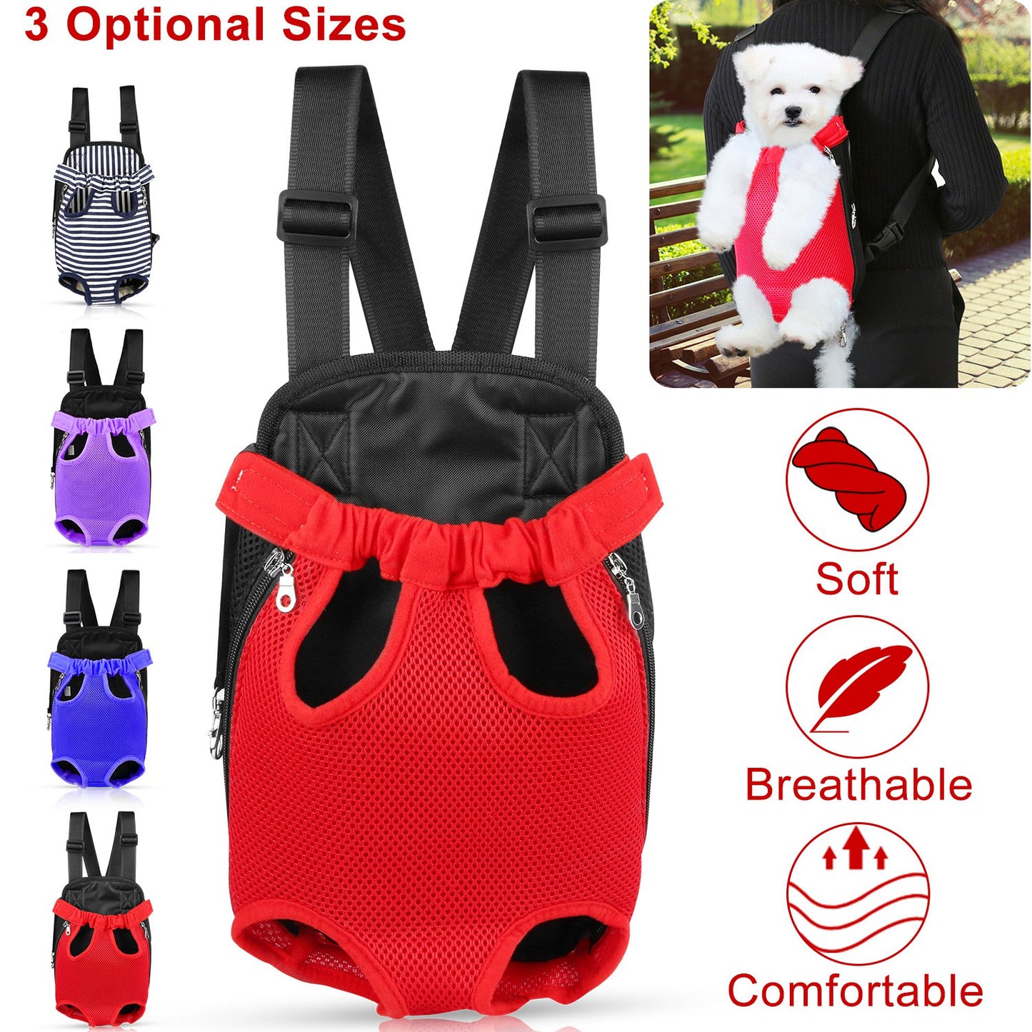 Pet Carrier Backpack Legs Out Front for Dogs & Cats