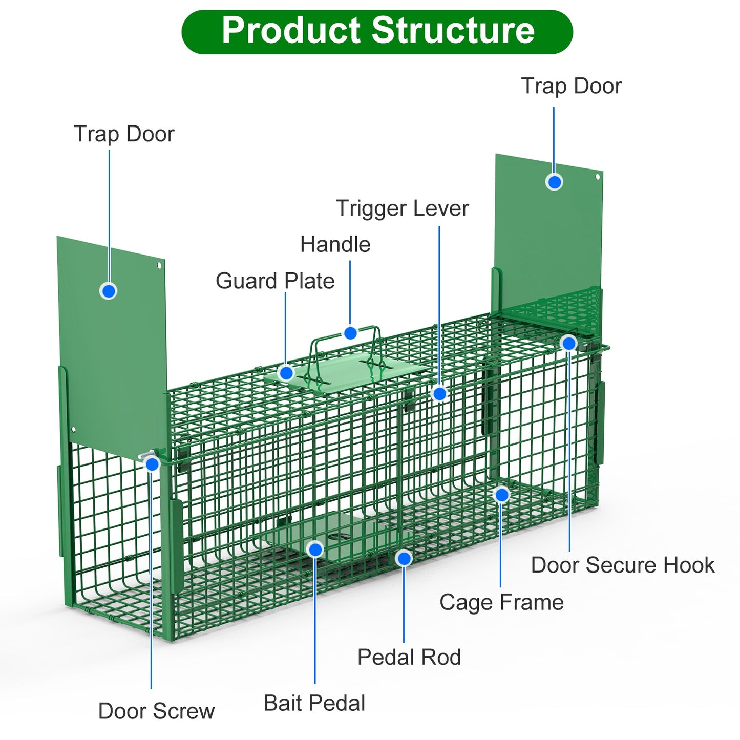 40in Humane Live Animal Trap Cage for Raccoons & Opossums