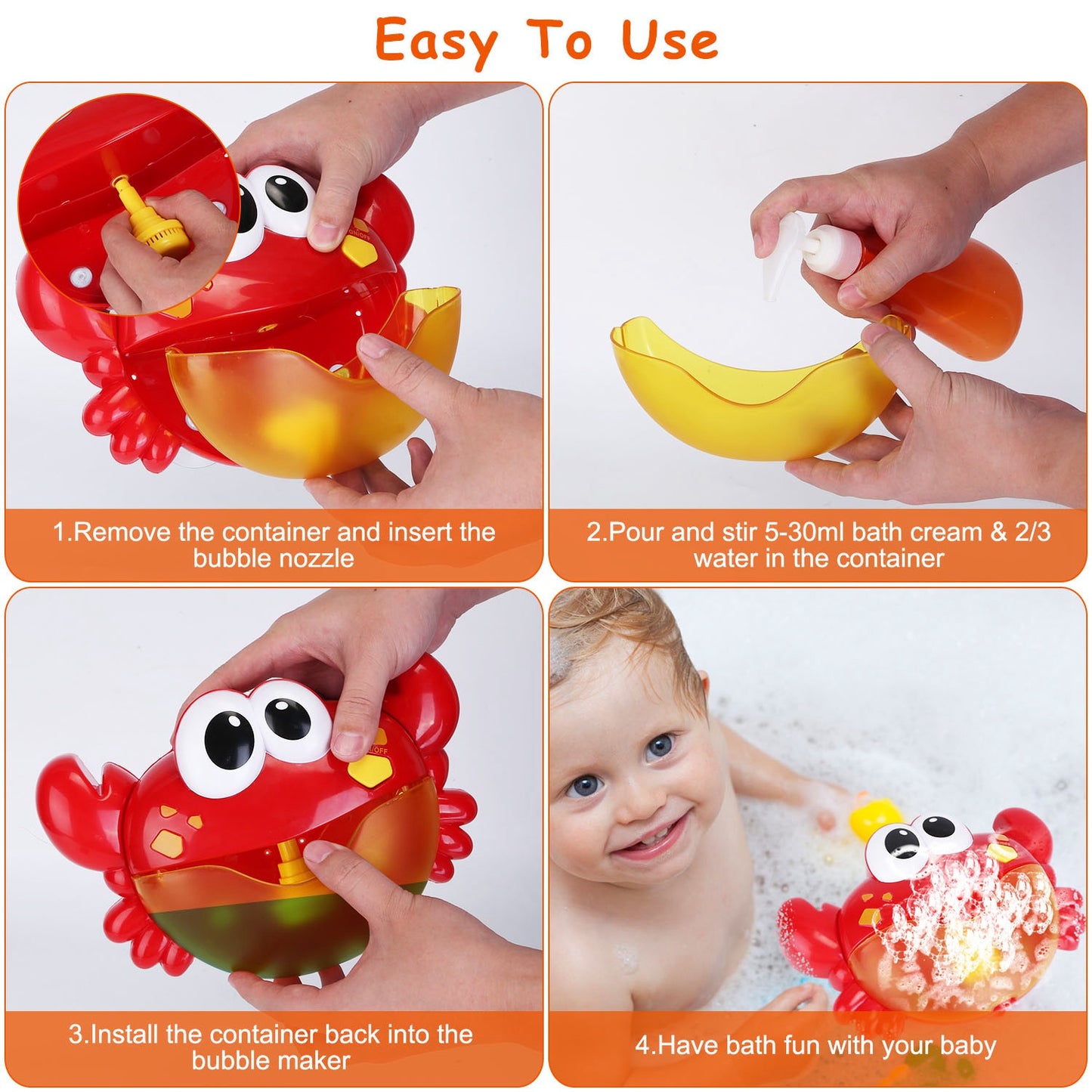 Musical Bubble Bath Maker Toy with Suction Cups for Toddlers