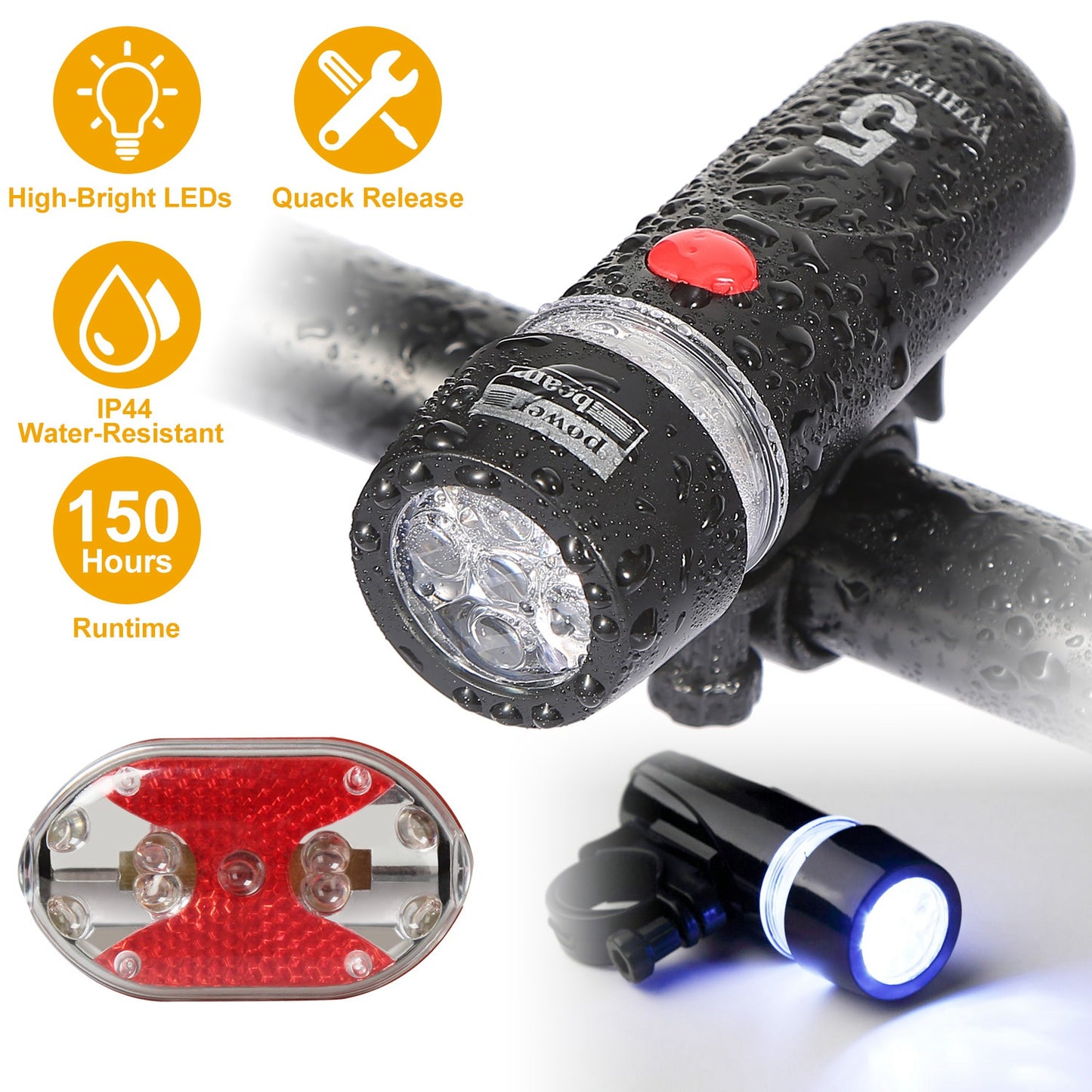 Bike Light Set Front and Rear LED Waterproof 8000LM