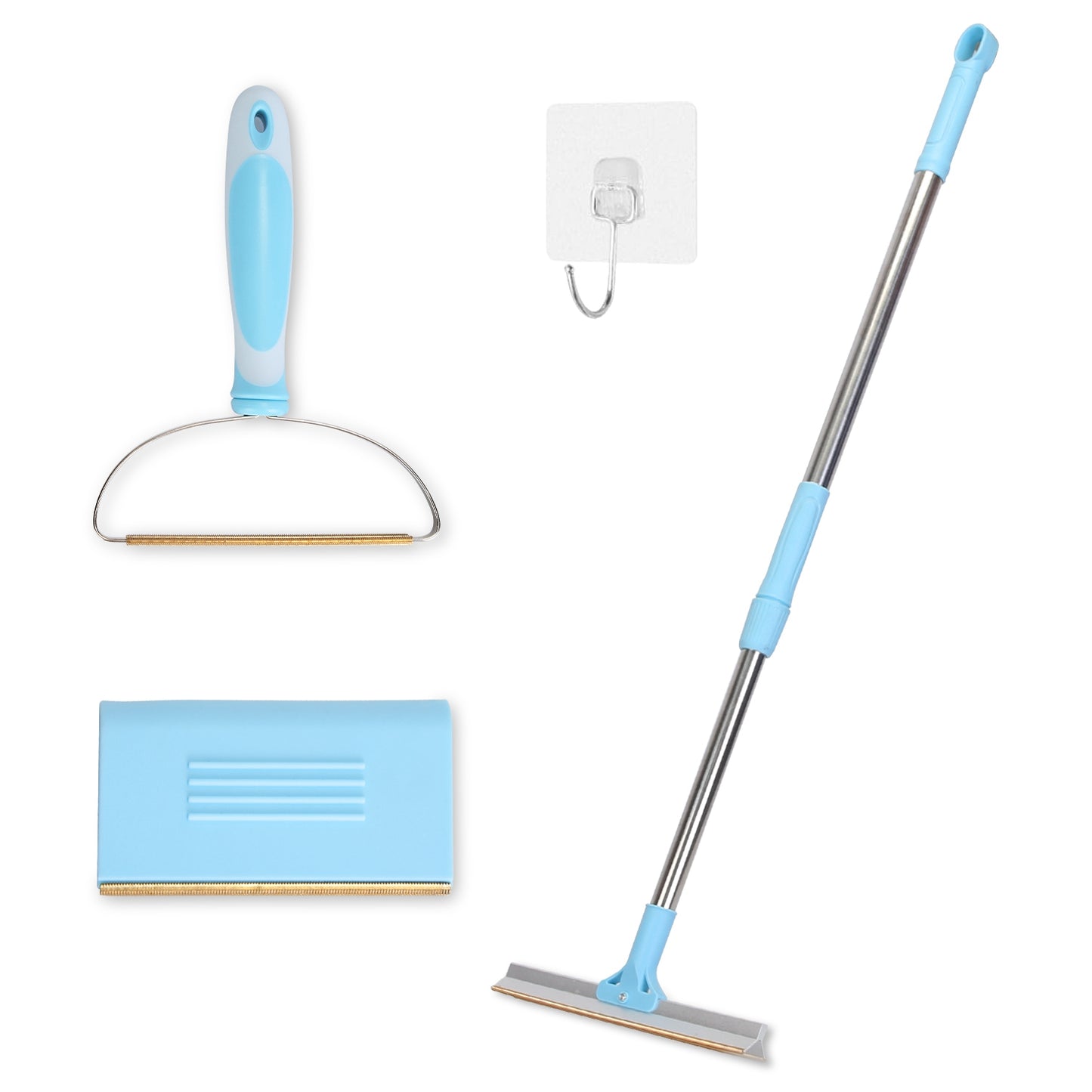 Pet Hair Removal Rake with 54" Adjustable Telescopic Handle