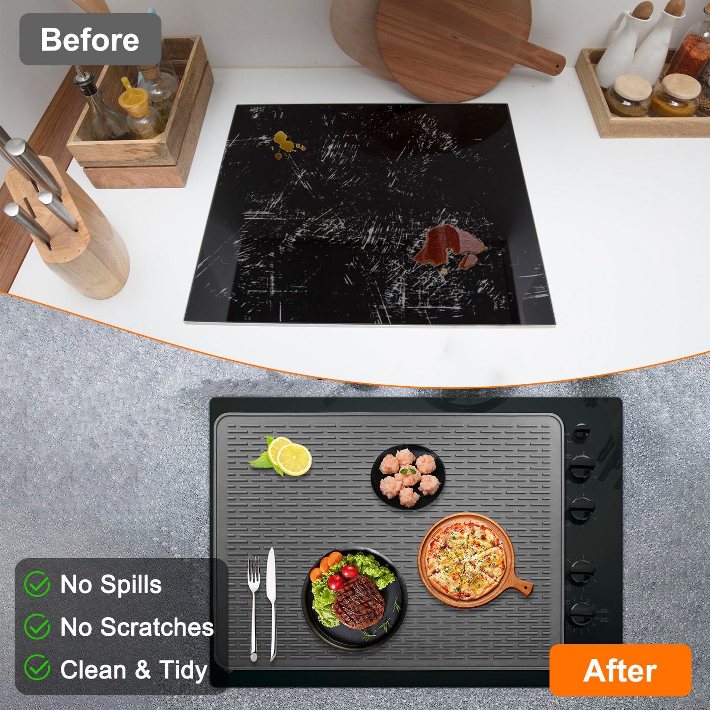 Silicone Stove Top Cover - 28x20in Heat Resistant Mat