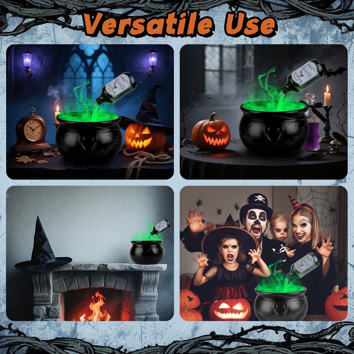 Floating Bottle Witch Cauldron with Mist Maker & Green Light