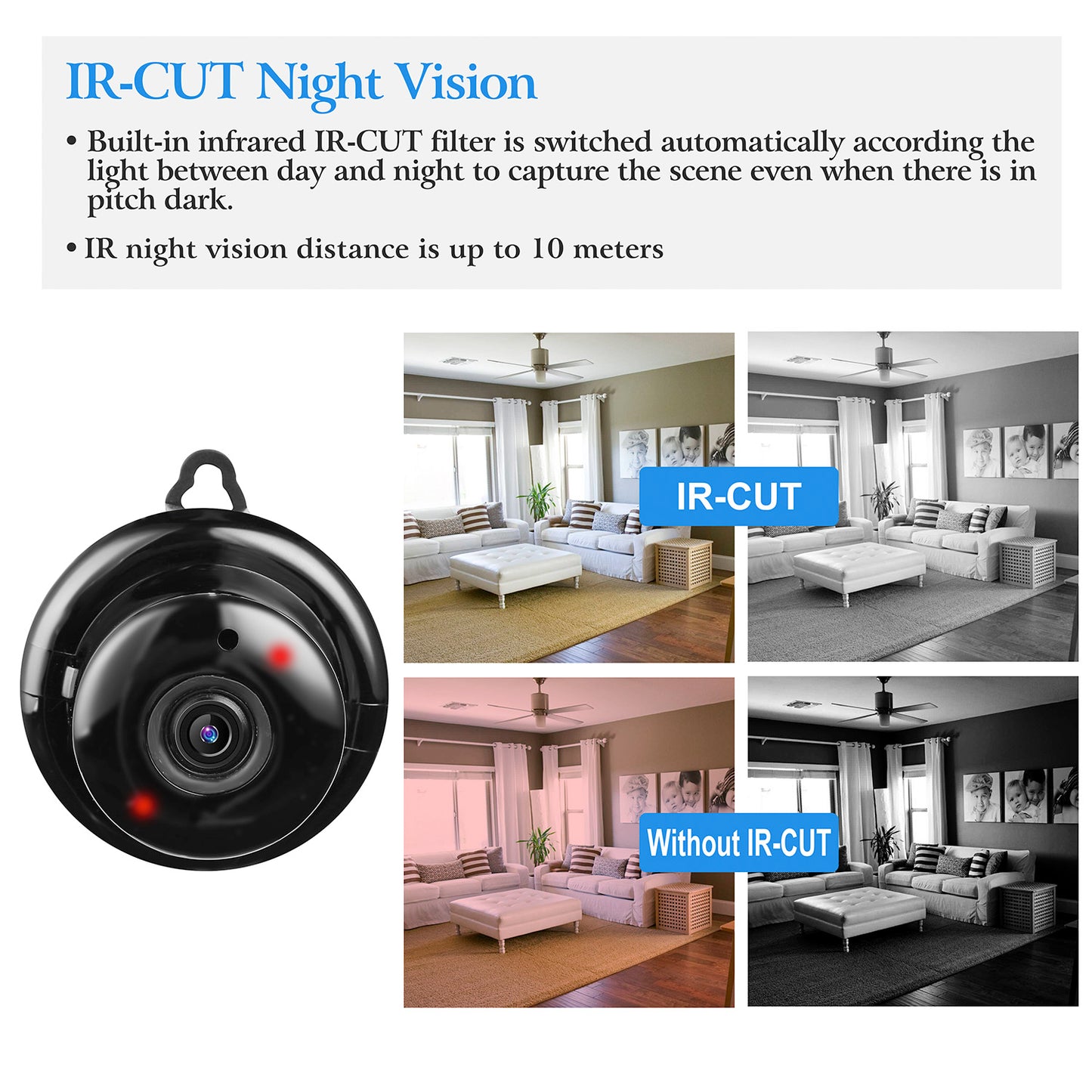 720P WiFi IP Security Camera with Night Vision & Two-Way Audio