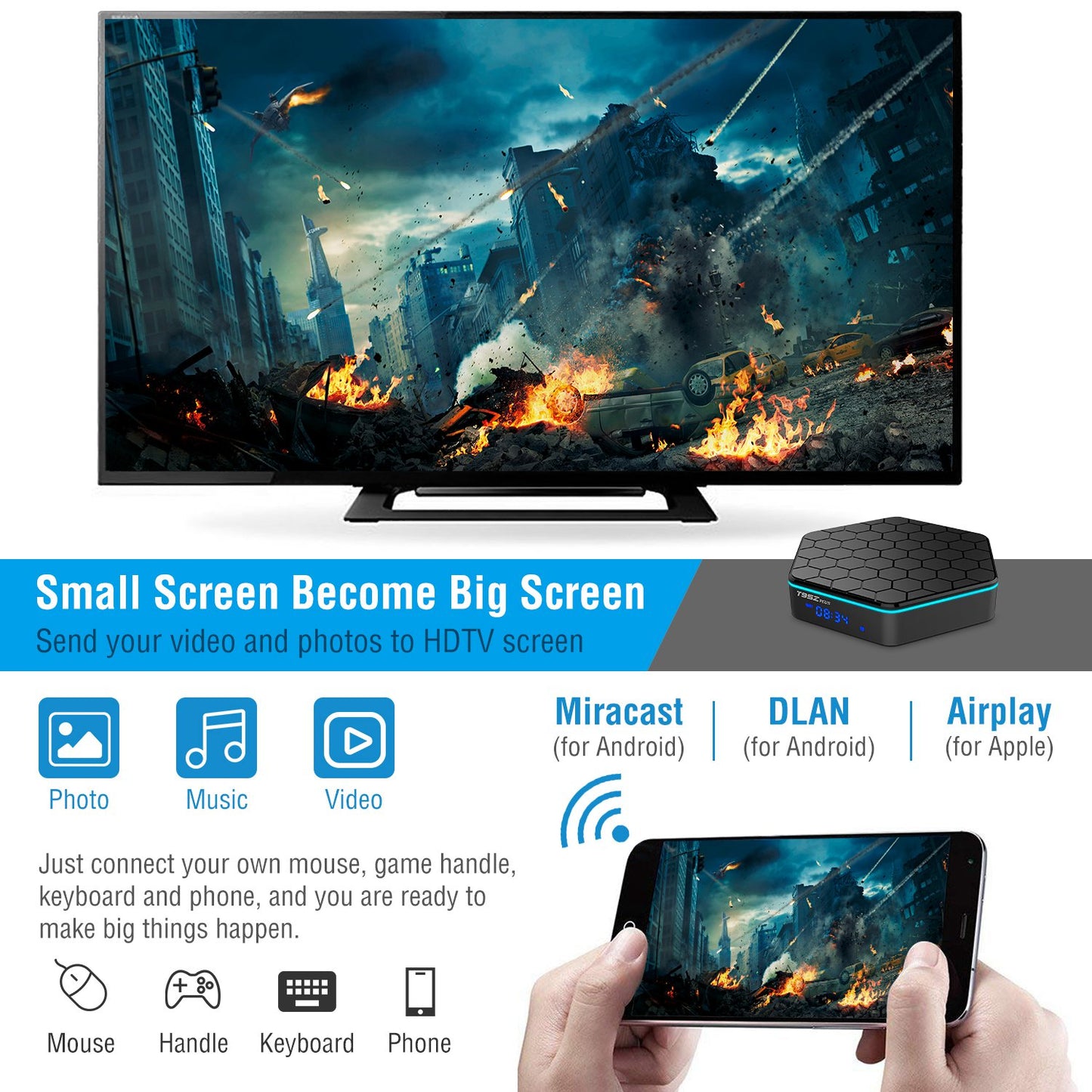 Android TV Box 4K Streaming Media Player with 3GB RAM