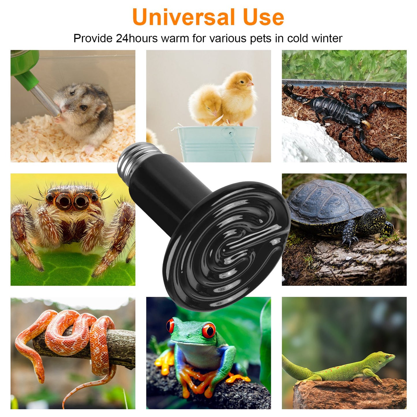 Ceramic Heat Lamp 150W Infrared Reptile Heater - 2 Pack