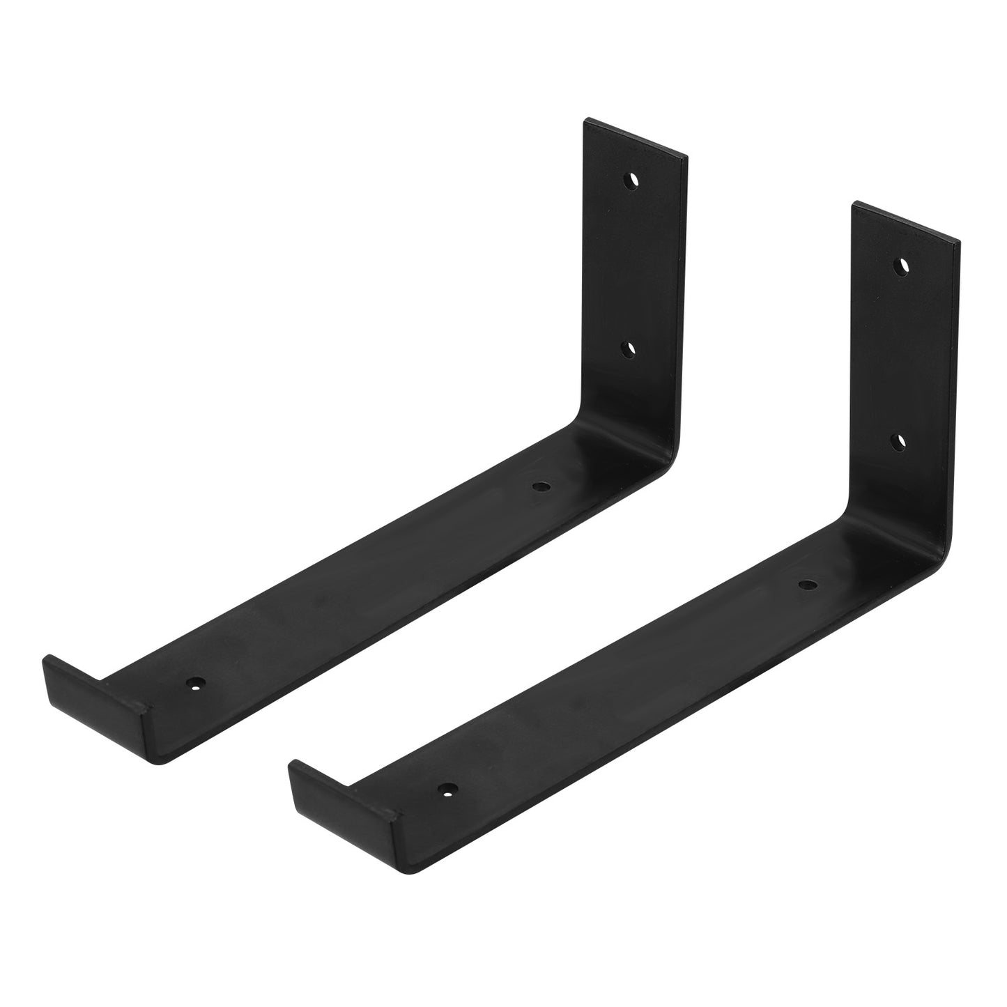 Heavy Duty Wall Mounted Shelf Brackets - 2 Pack Black Metal