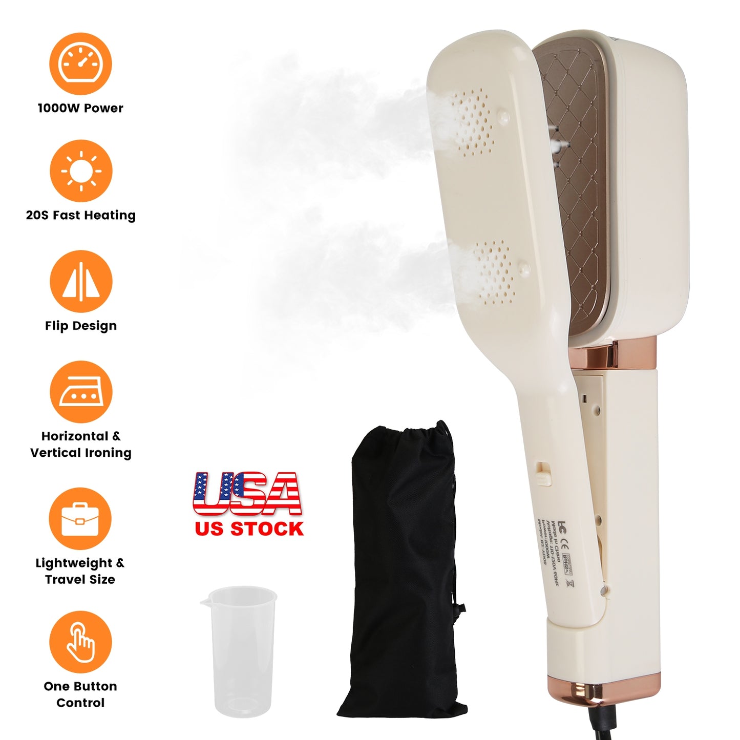 3-in-1 Travel Garment Steamer with 180° Rotating Head