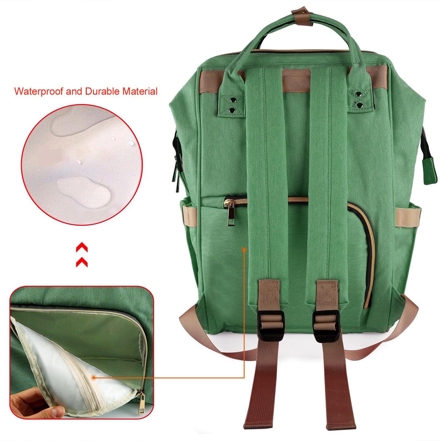 Diaper Bag Backpack with Changing Pad - Water-Resistant