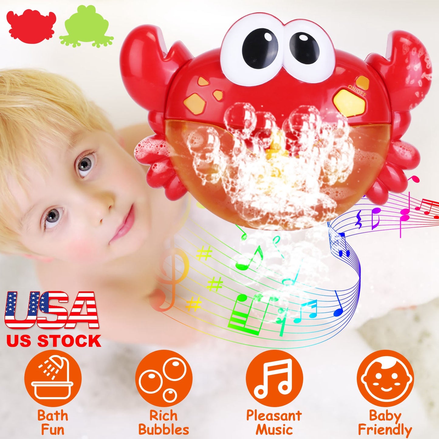 Musical Bubble Bath Maker Toy with Suction Cups for Toddlers