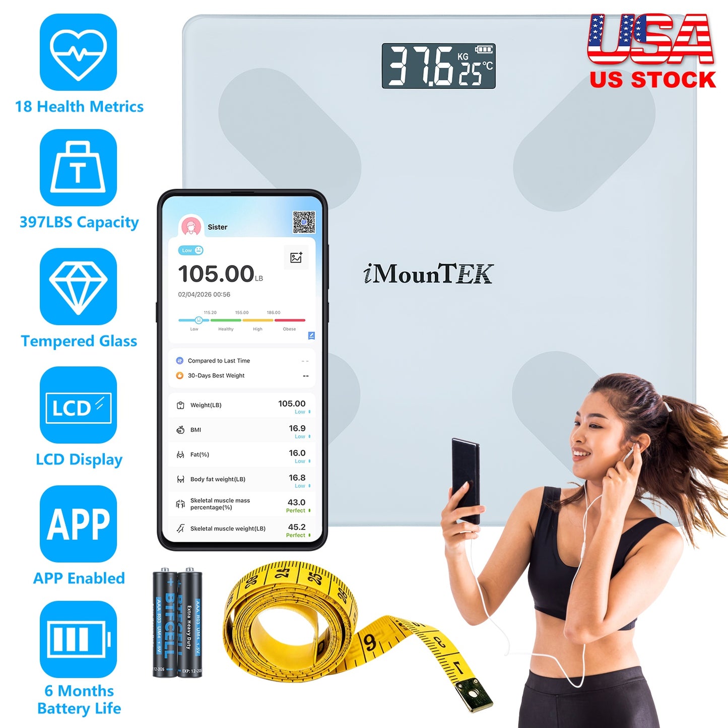 Smart Body Composition Scale with App Sync & 18 Health Metrics