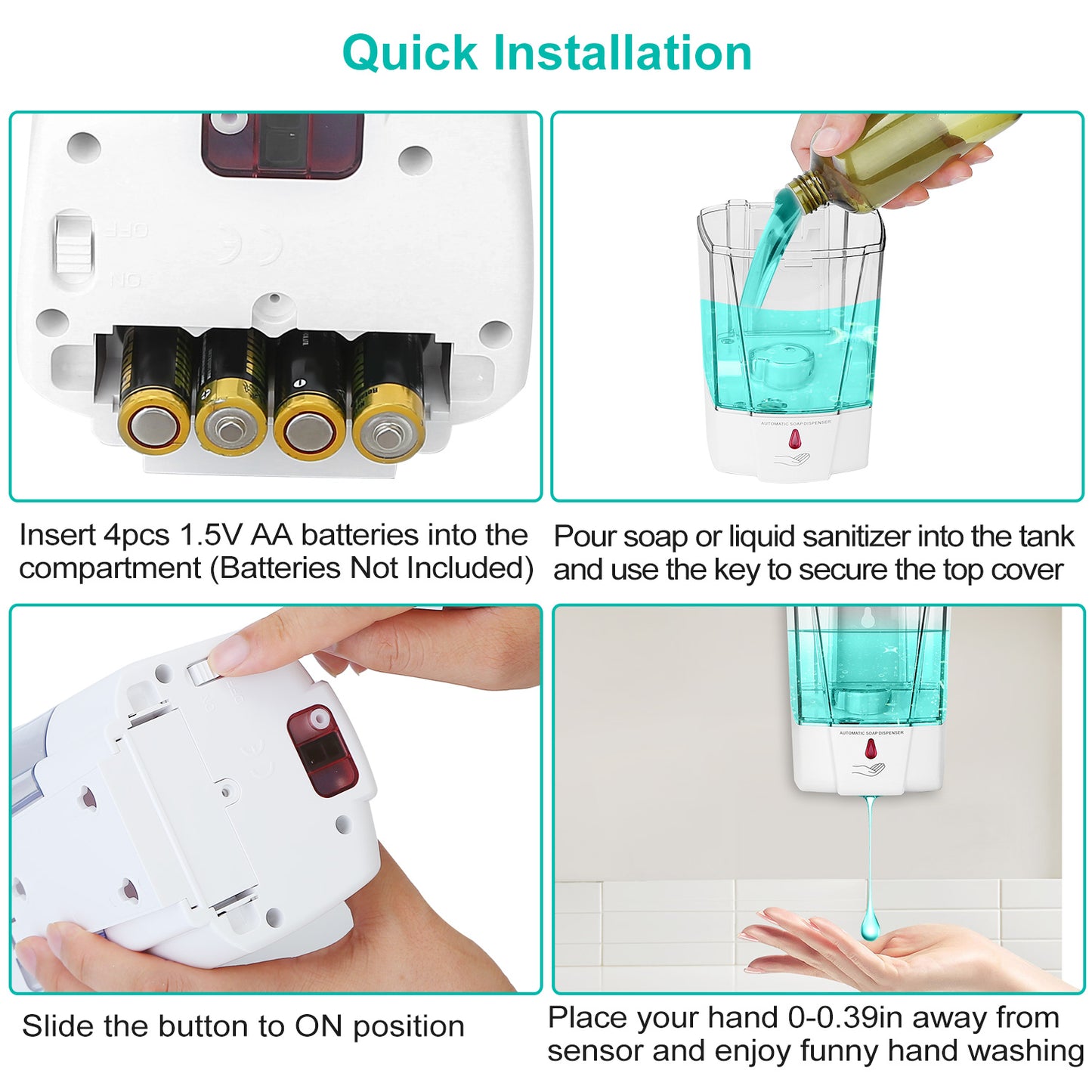 Automatic Soap Dispenser 700ML Wall Mounted Touchless Sensor