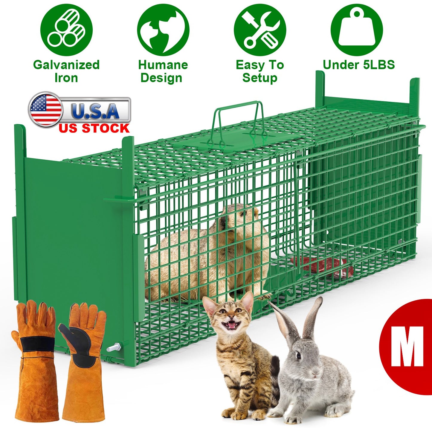 40in Humane Live Animal Trap Cage for Raccoons & Opossums
