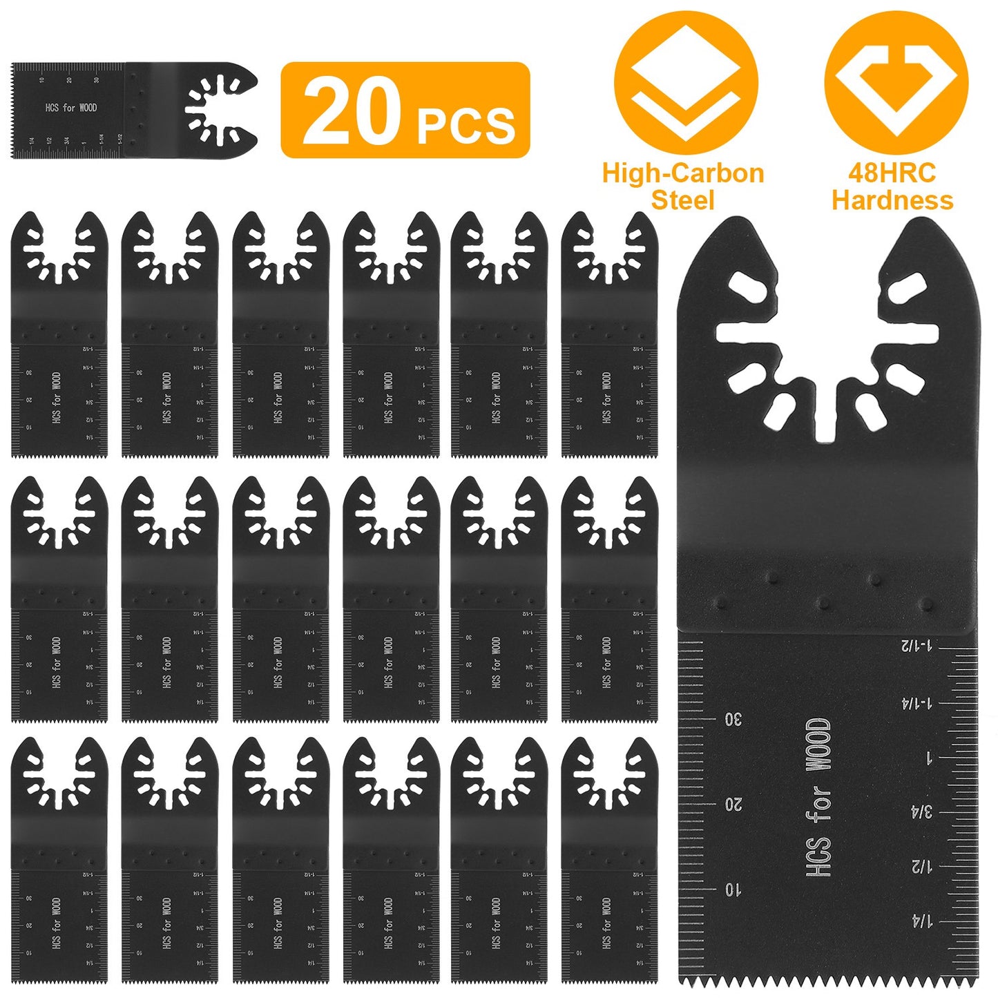 Oscillating Saw Blades 20-Pack High-Carbon Steel Multi-Tool