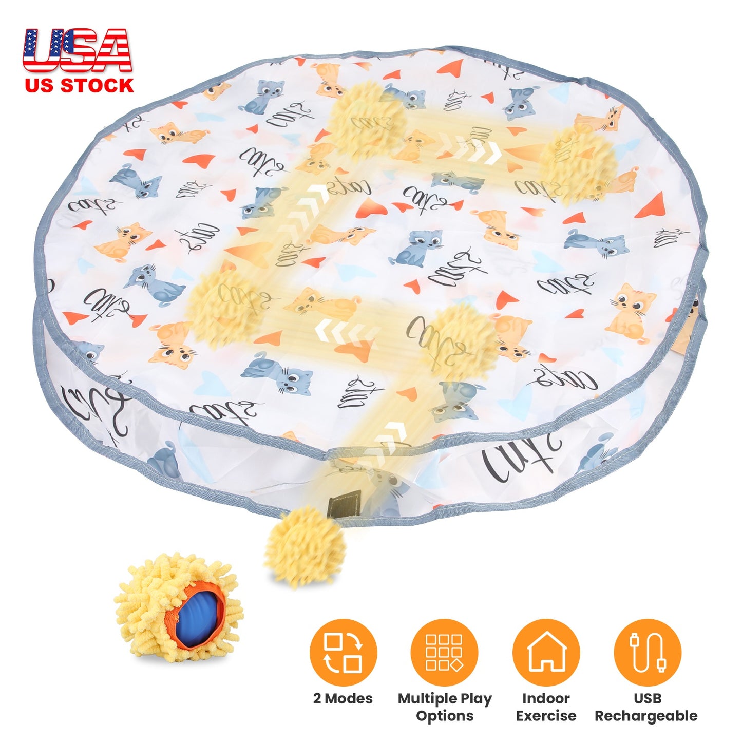 Interactive Motion Activated Cat Toy Ball with Rechargeable Battery