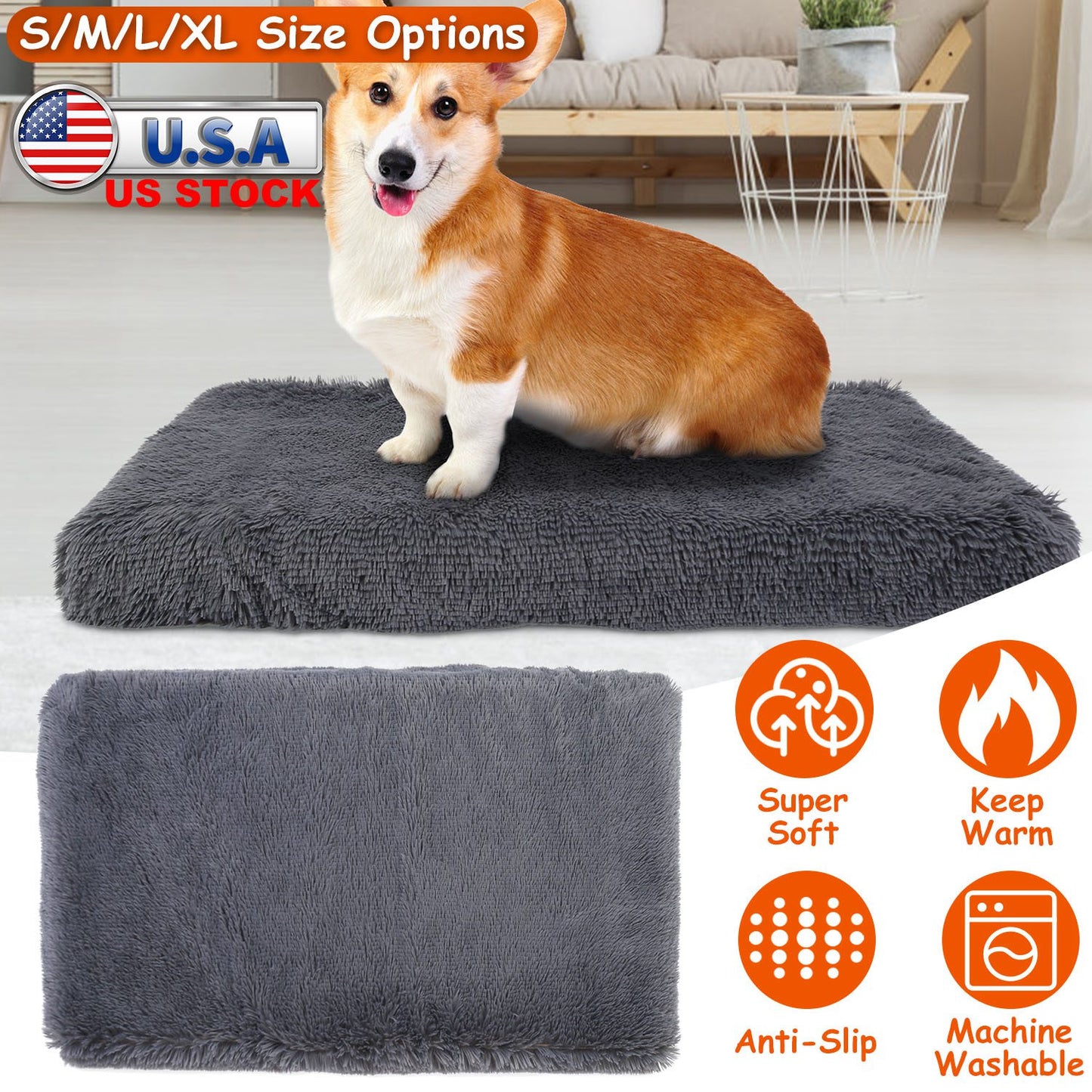 Dog Bed Plush Cushion with Egg Crate Foam - Washable Cover