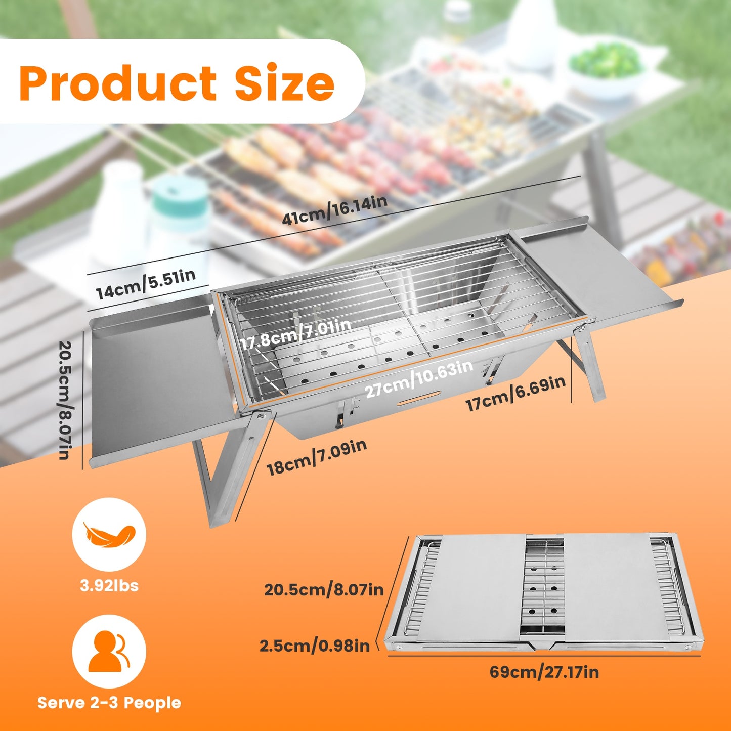 3-in-1 Foldable Charcoal Grill Fire Pit & Slow Cooker Portable